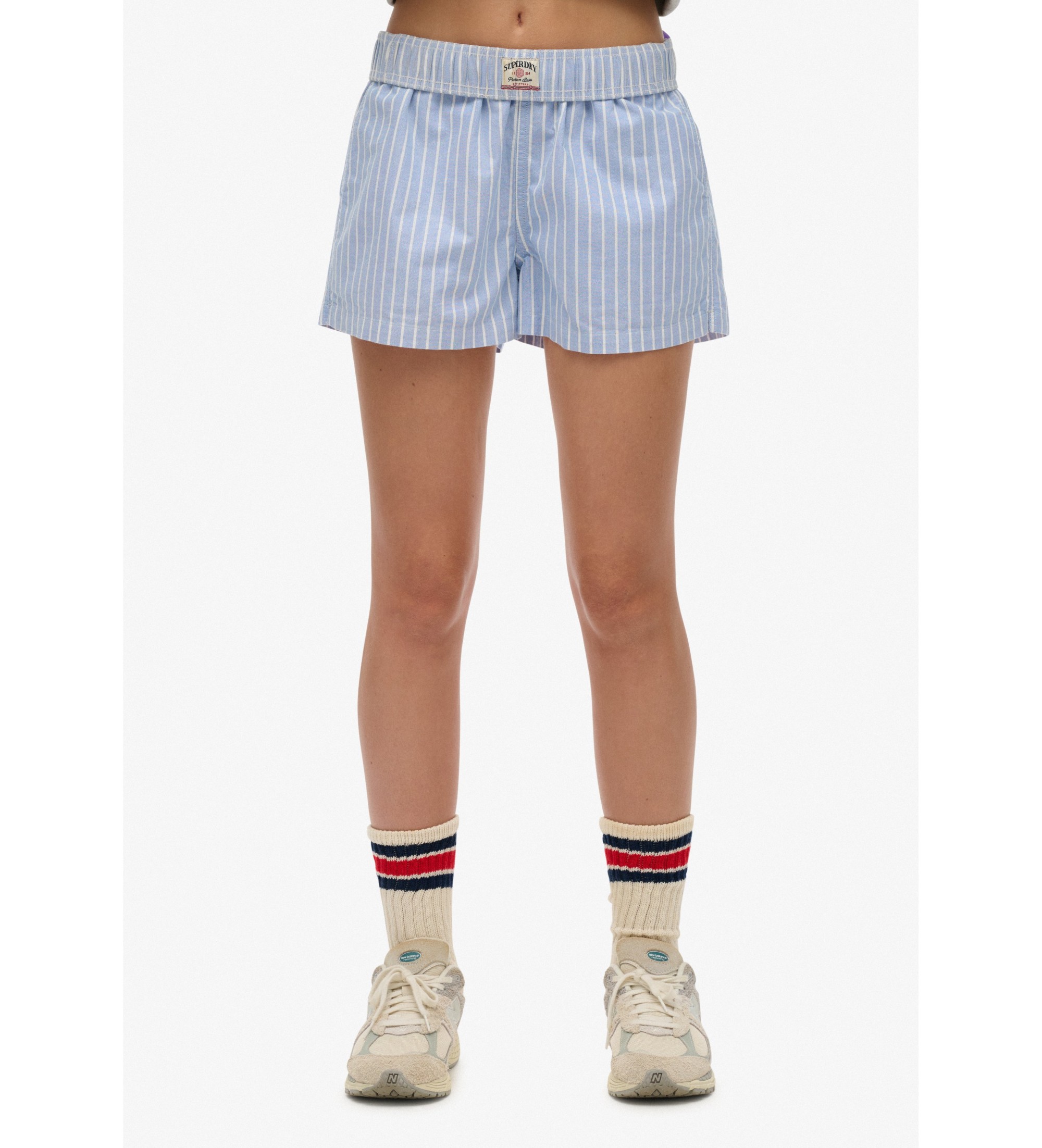 Superdryvoor vrouwen. W7110476A Korte broek Streep Elastisch blauw (M), Casual, Katoen