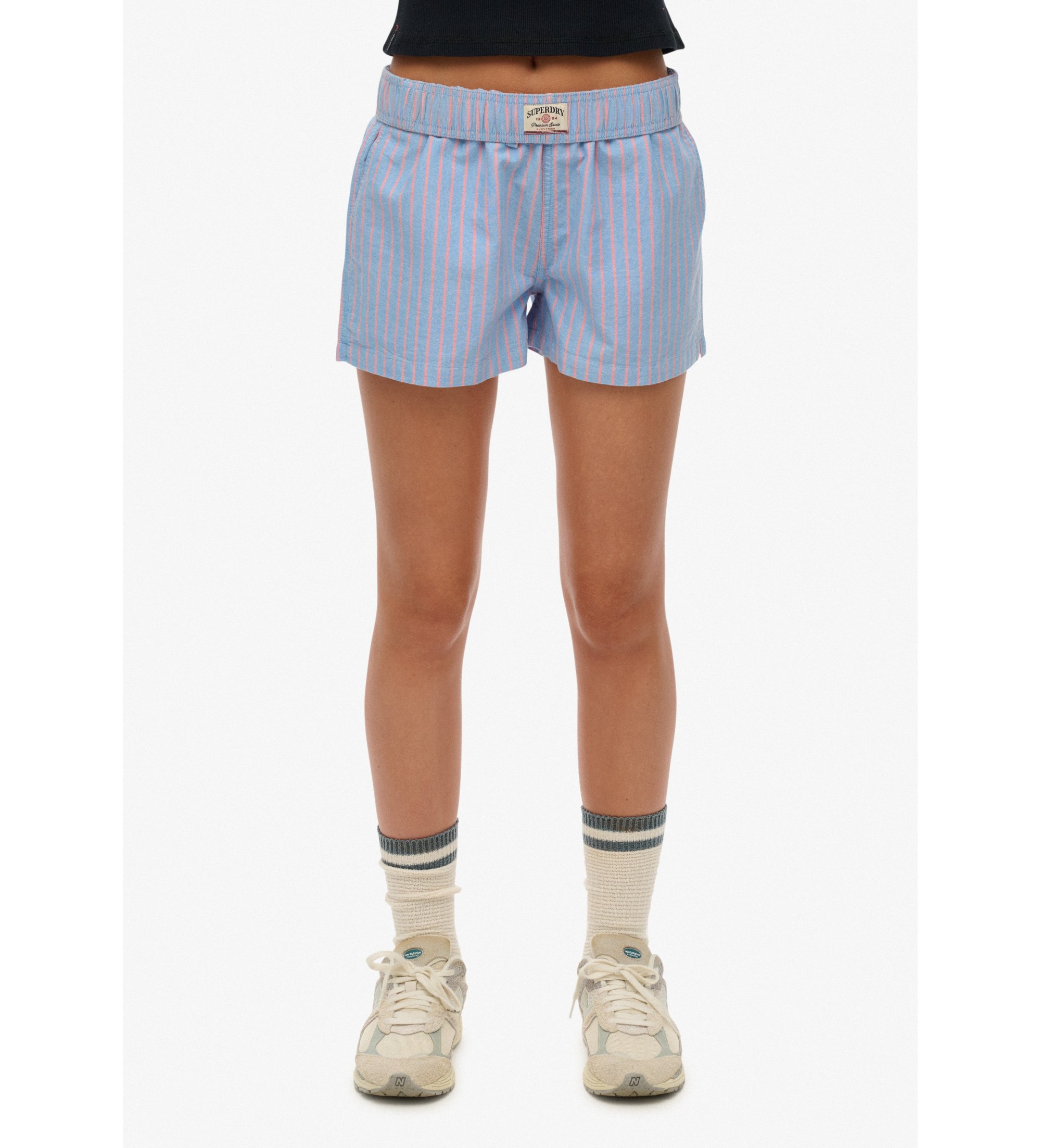 Superdry für Damen. W7110476A Shorts Streifen Elastisch blau (S), Lässig, Baumwolle
