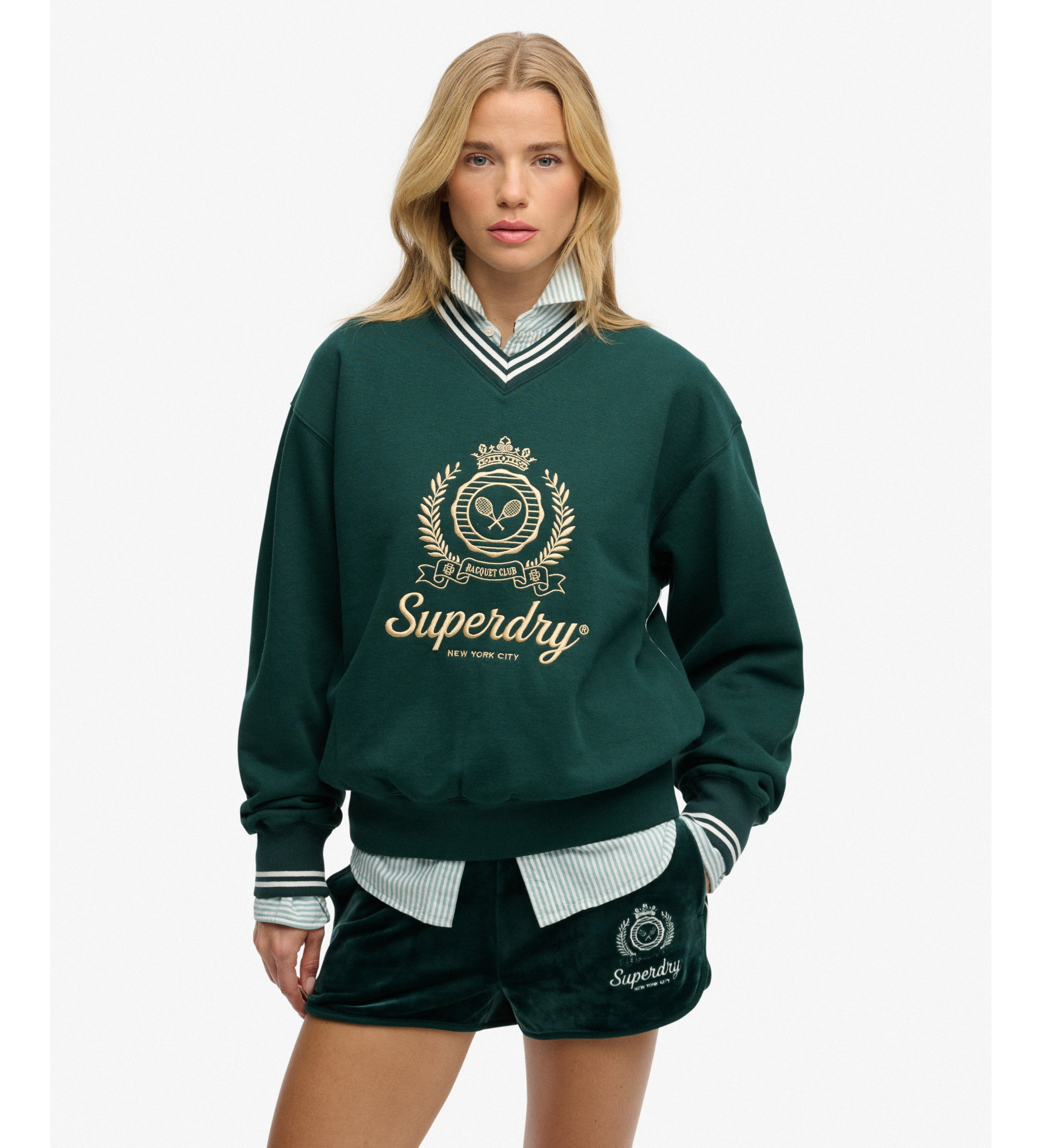 Superdry für Damen. W2012589A Country Club Sweatshirt grün (S), Lässig, Baumwolle