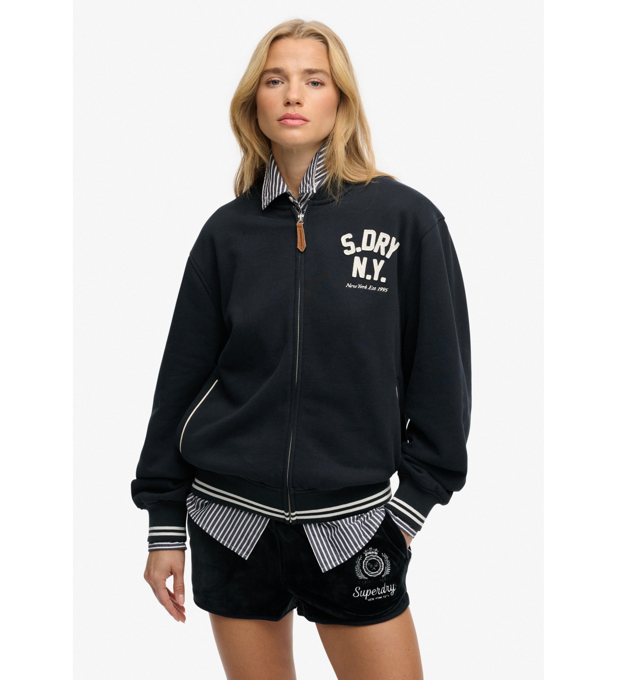 Superdry für Damen. W2012594A Country Club Bomberjacke navy (XL), Lässig, Baumwolle, Marine