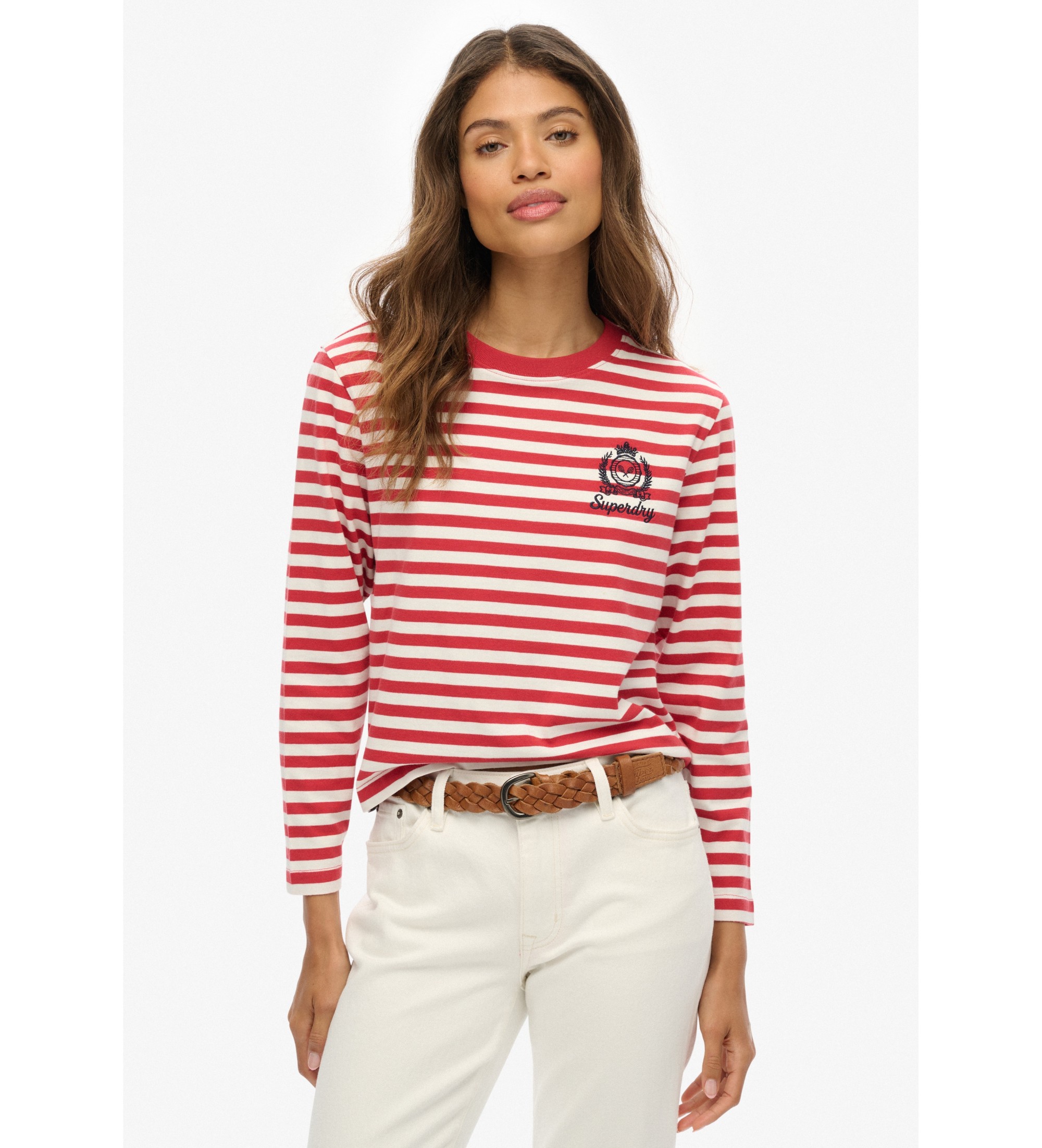 Superdry für Damen. W6012109A Country Club T-shirt rot (M), Lässig, Baumwolle, Langarm