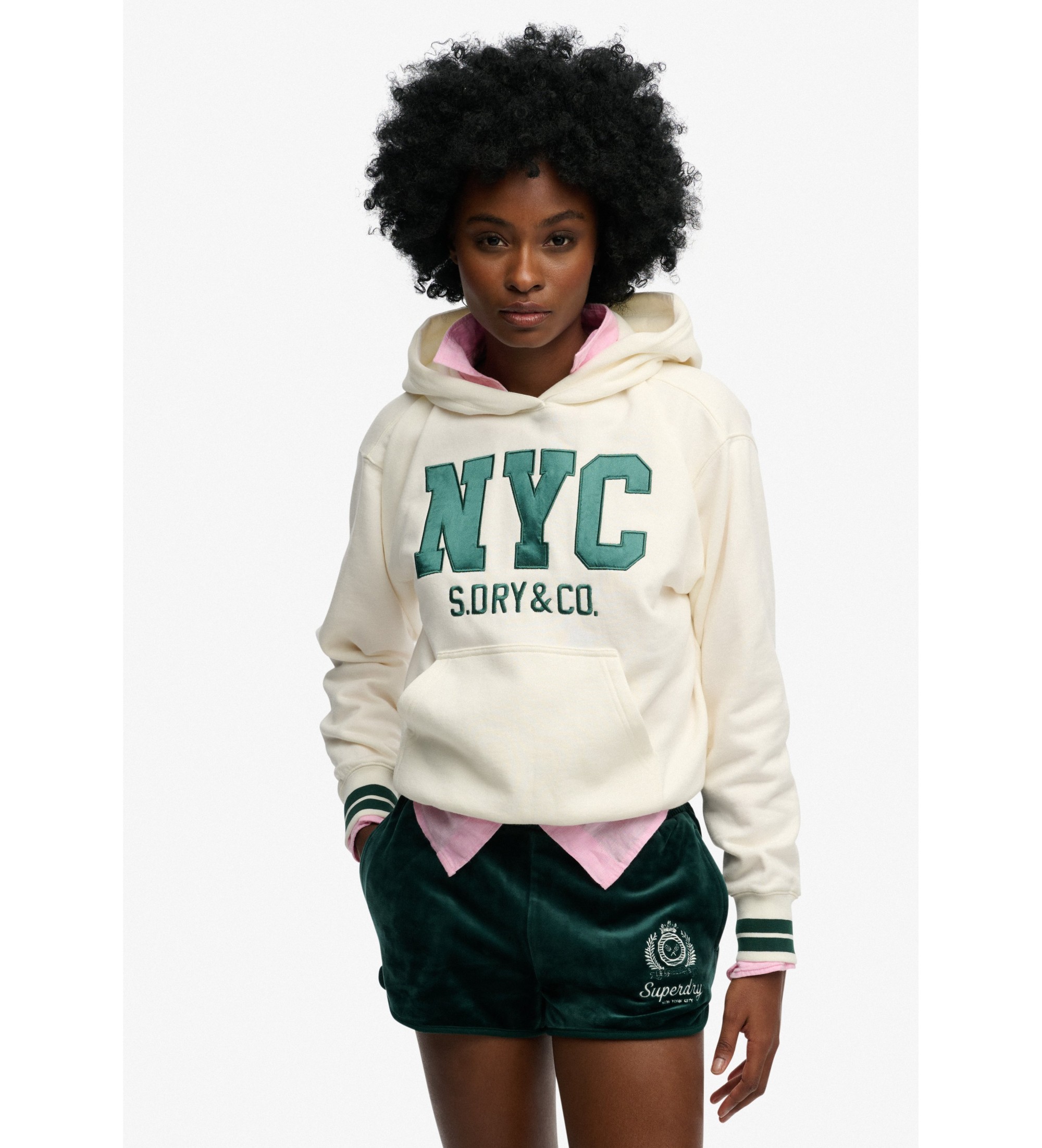 Superdry für Damen. W2012601A Country Club Varsity Sweatshirt beige (XS), Lässig, Baumwolle