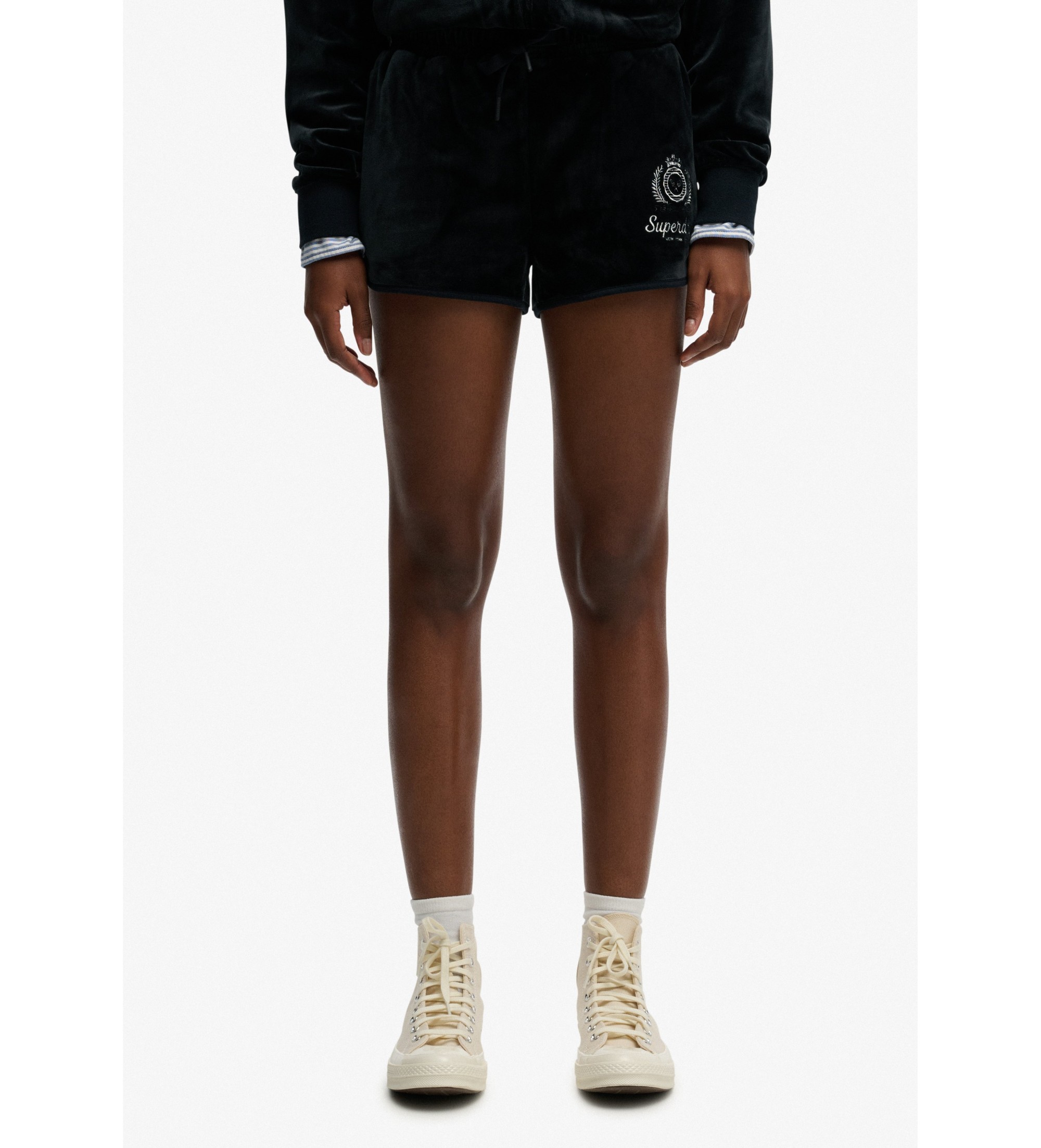 Superdry für Damen. W7110501A Shorts Country Club Velour navy (L), Lässig, Polyester, Marine