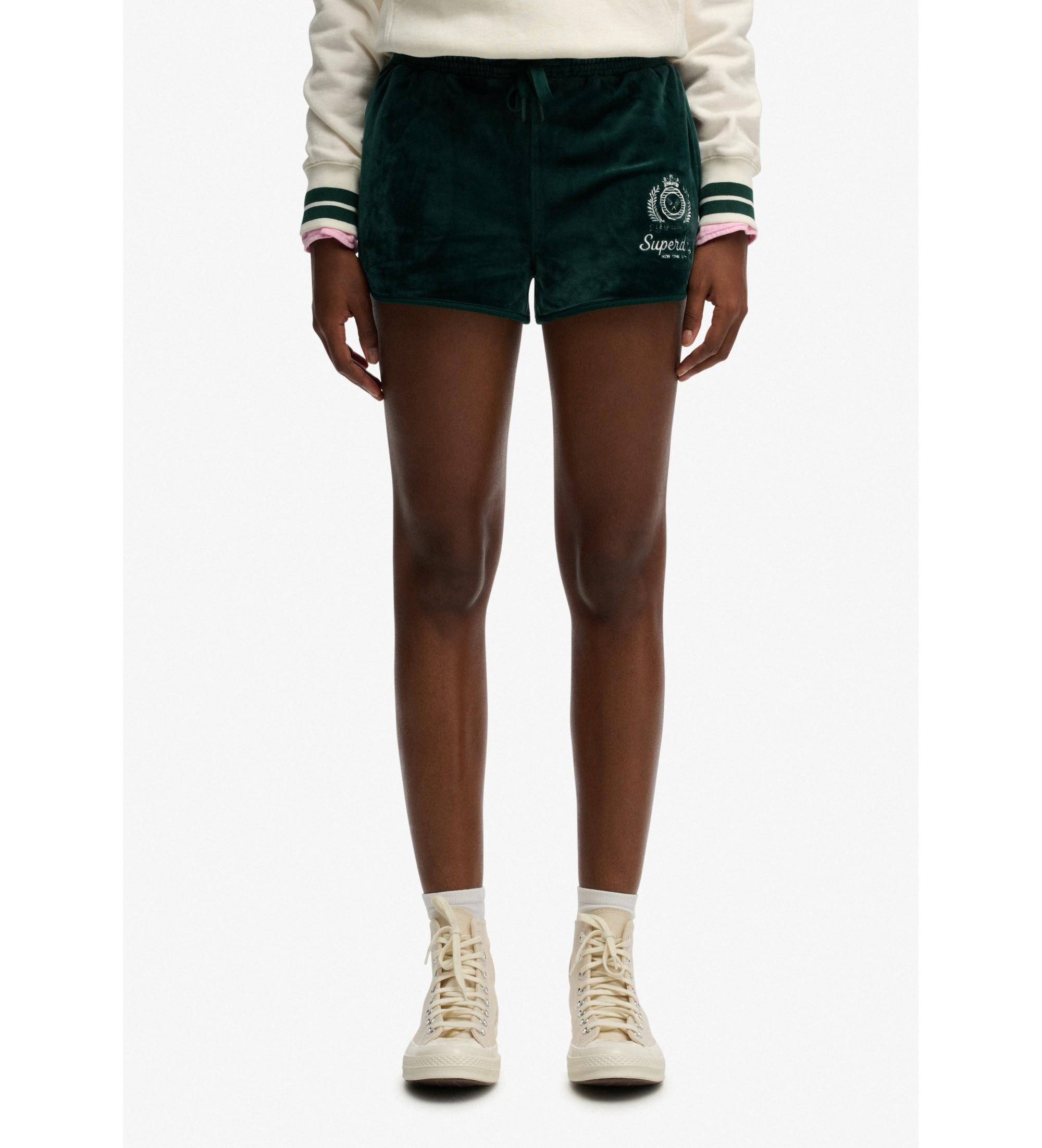 Superdry für Damen. W7110501A Shorts Country Club Velour grün (L), Lässig, Polyester
