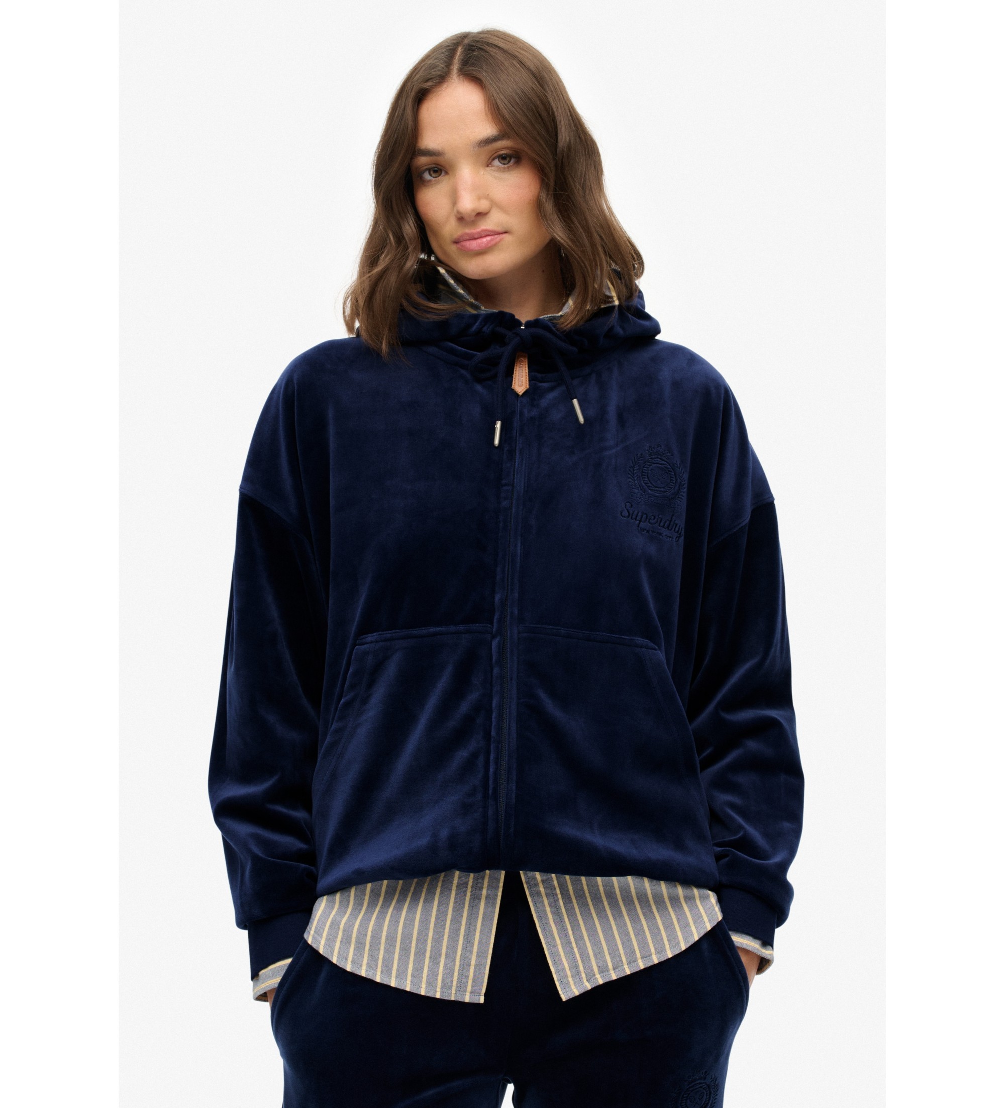 Superdry für Damen. W2012544A Sweatshirt Country Club Velour navy (M), Lässig, Polyester, Marine