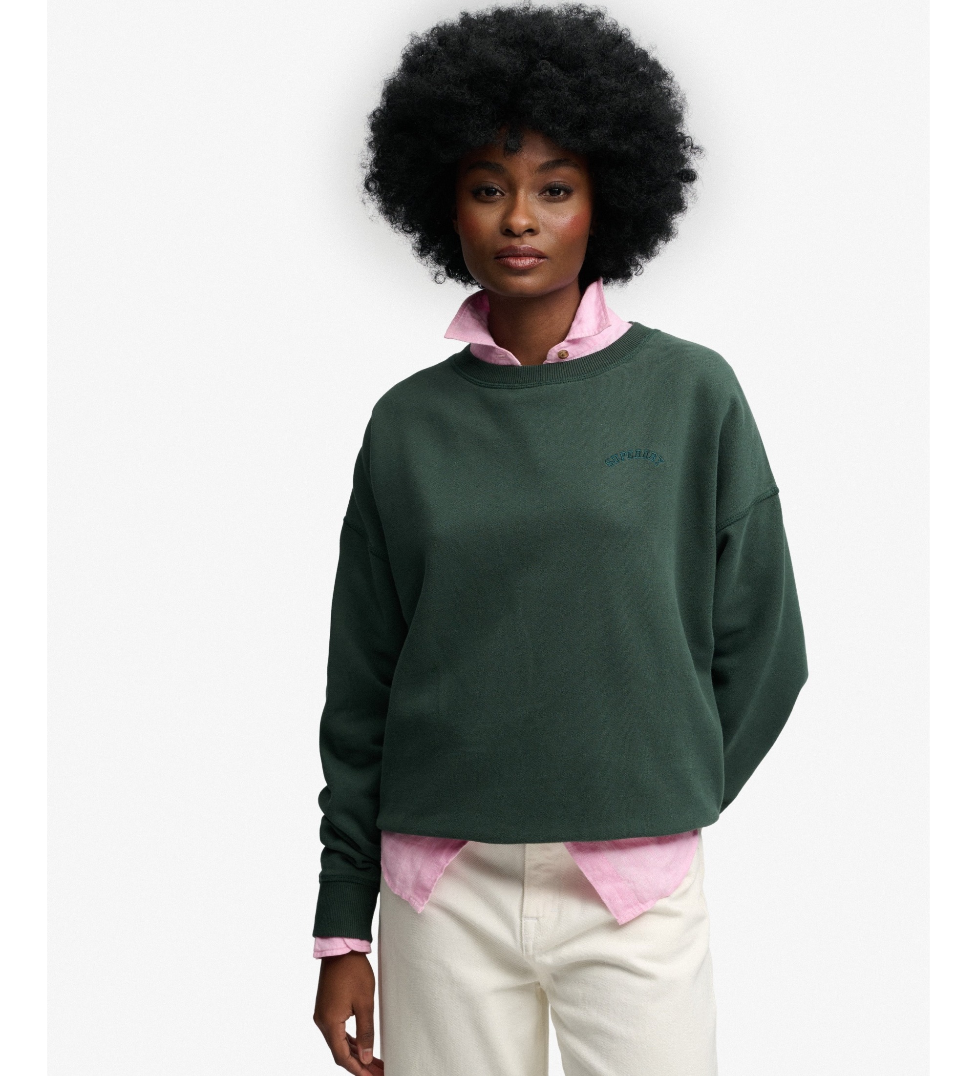 Superdry für Damen. W2012565A Sweatshirt Essential Logo grün (S), Lässig, Baumwolle, Langarm