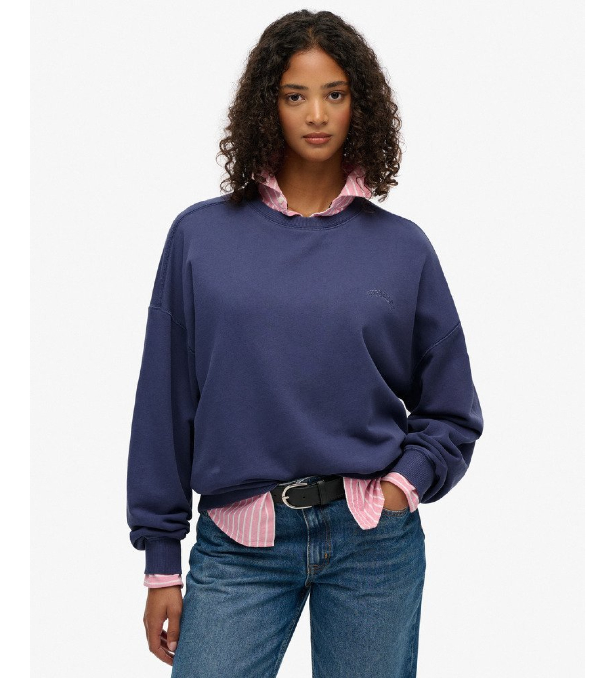 Superdry für Damen. W2012475A Sweatshirt Essential Logo GD Relax navy (S), Lässig, Baumwolle, Langarm, Marine