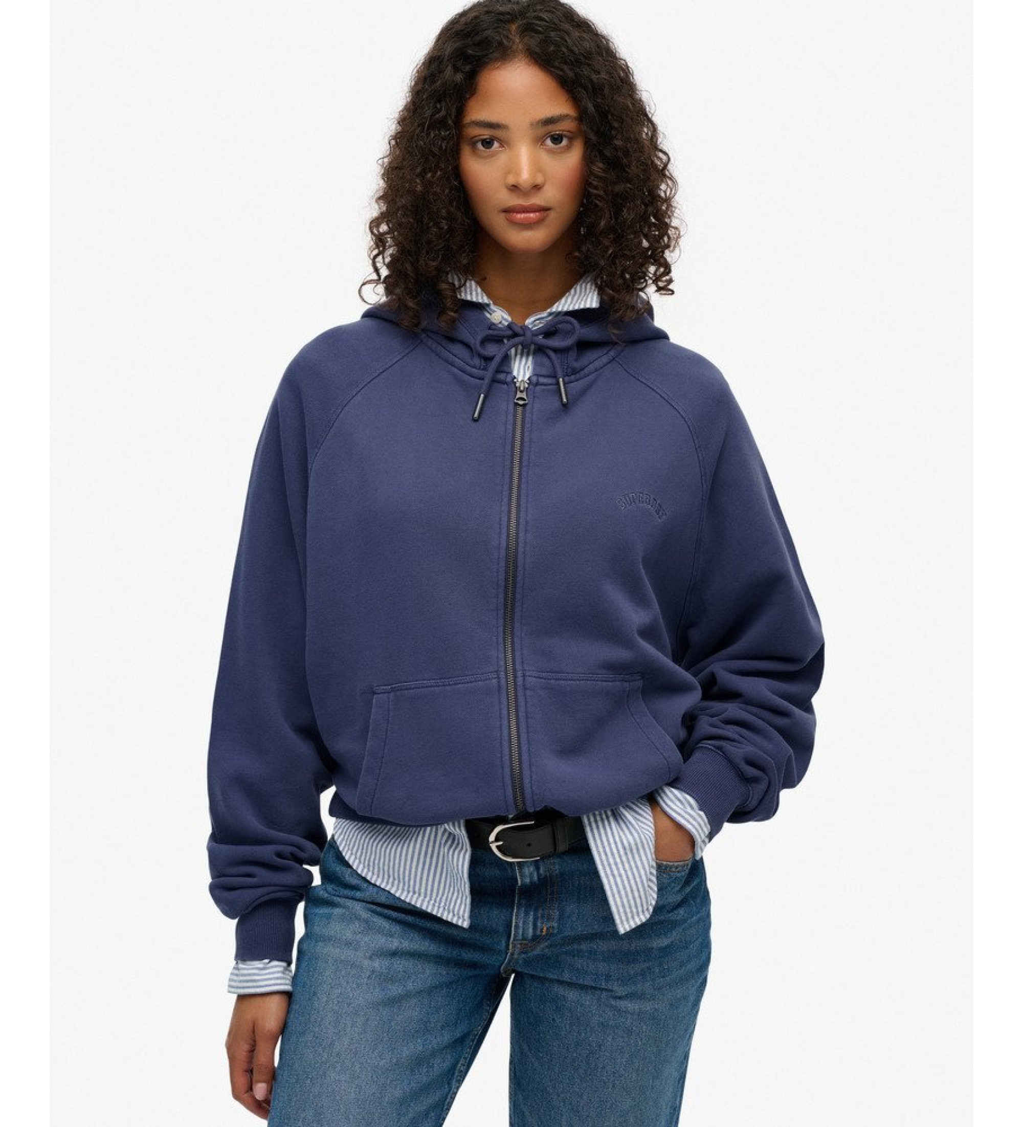 Superdry für Damen. W2012473A Essential Logo Sweatshirt navy (XL), Lässig, Baumwolle, Marine