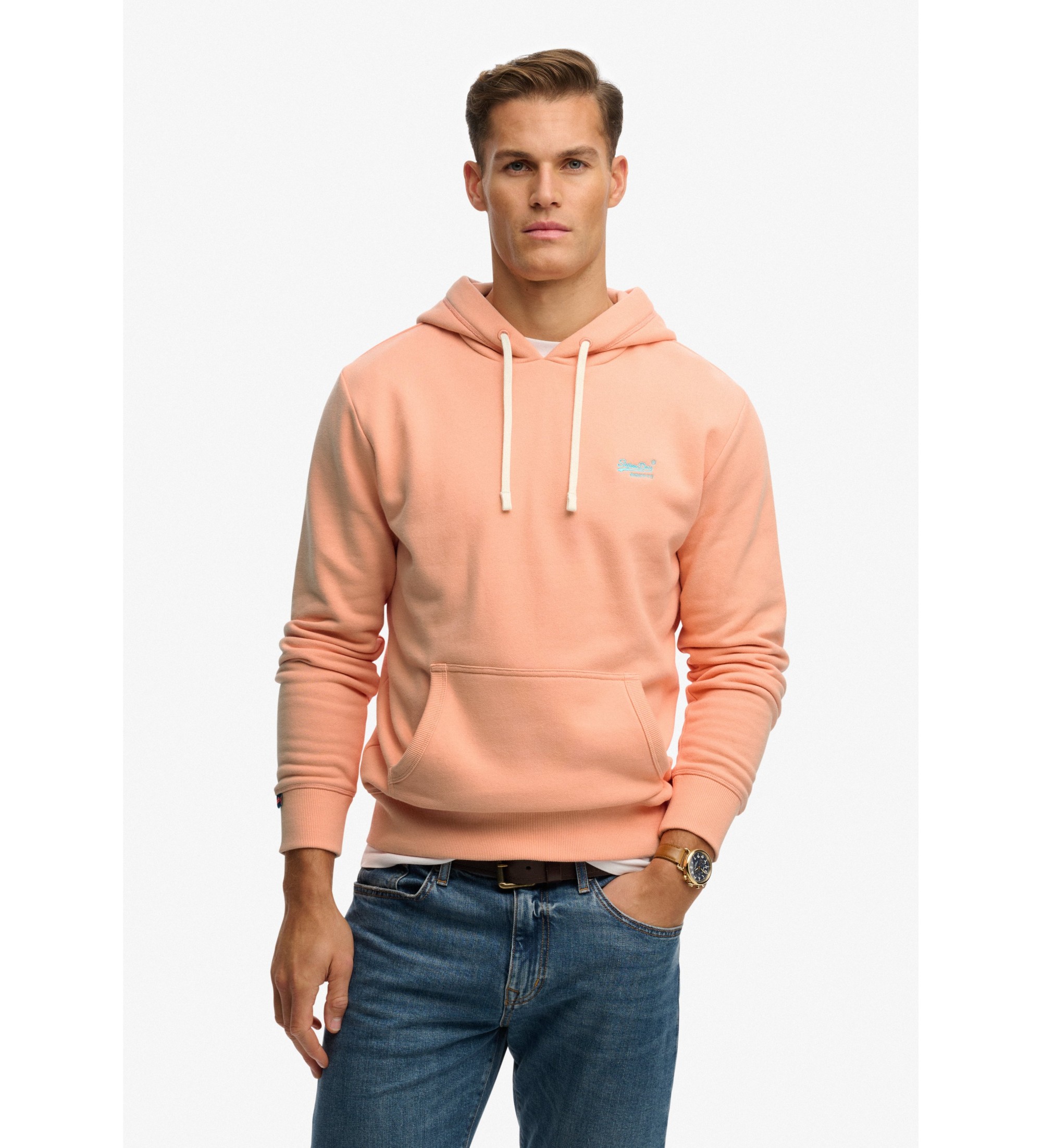 Superdryvoor mannen. M2014518A Essentieel klassiek sweatshirt koraal (M), Casual, Katoen