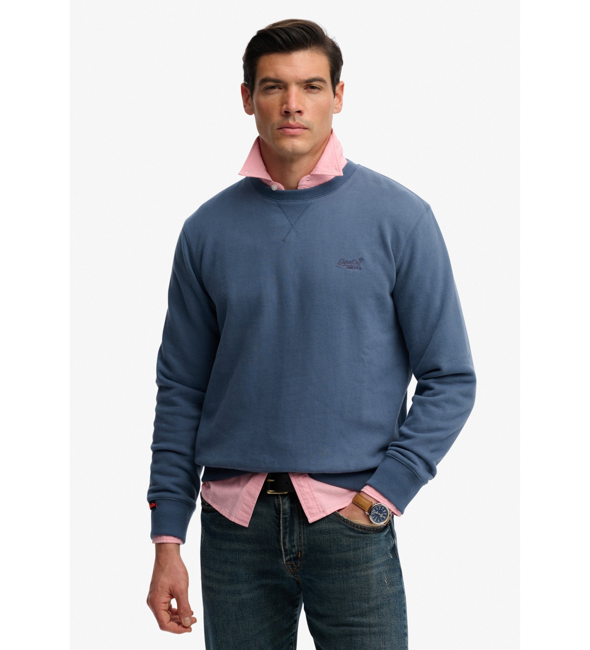 Superdry für Herren. M2013751A Sweatshirt Essential Logo Crew Marineblau (XL), Lässig, Baumwolle