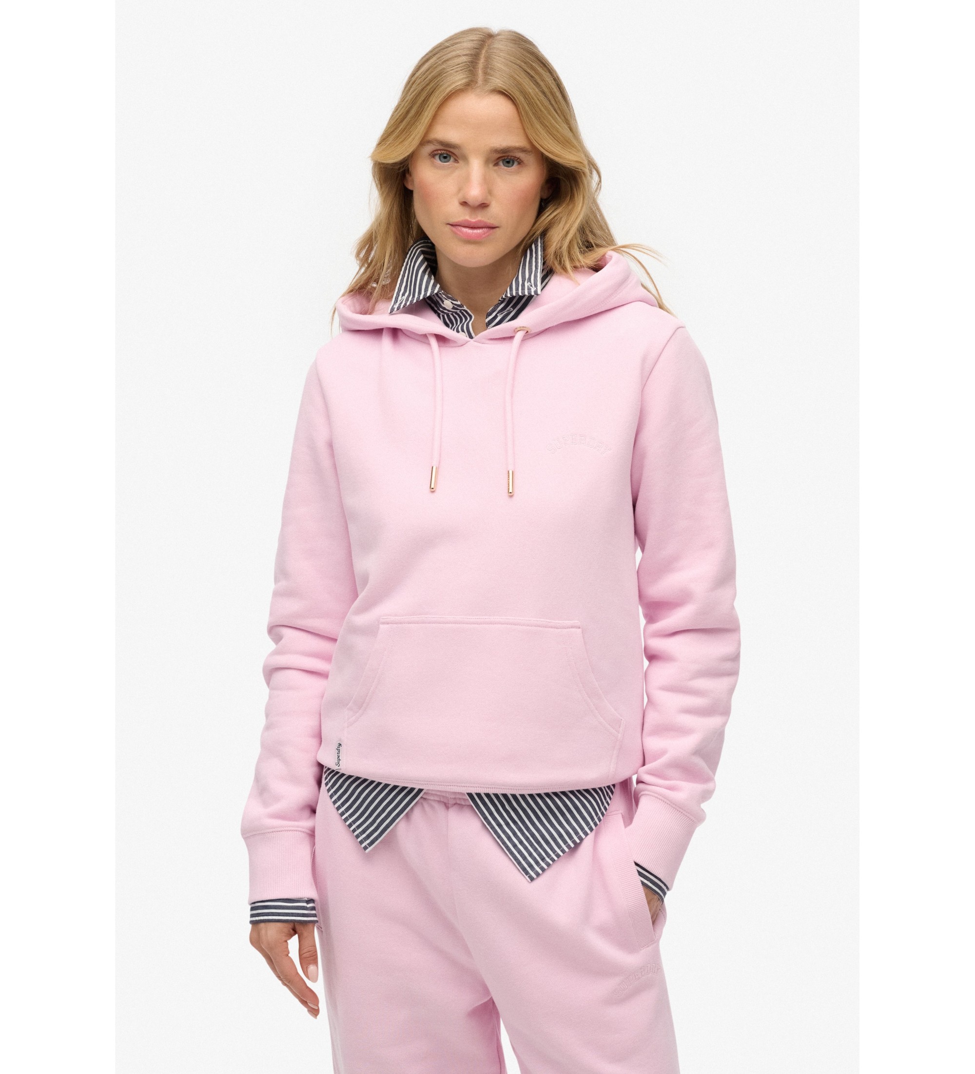Superdry für Damen. W2012667A Kapuzenpullover Essential Logo Emb rosa (XXS), Lässig, Baumwolle, Langarm