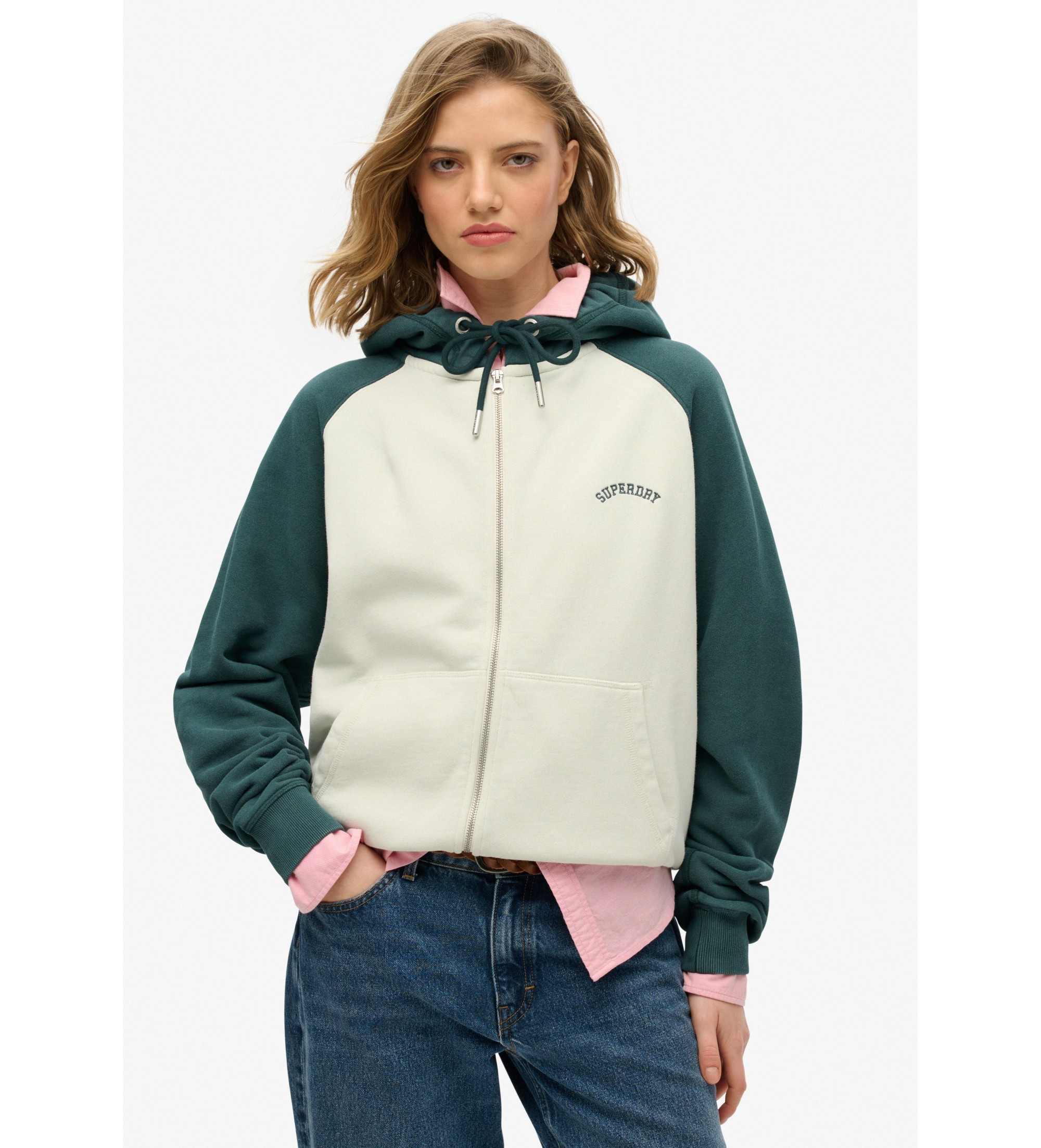 Superdry für Damen. W2012287A Sweatshirt Essential Logo grün (M), Lässig, Baumwolle