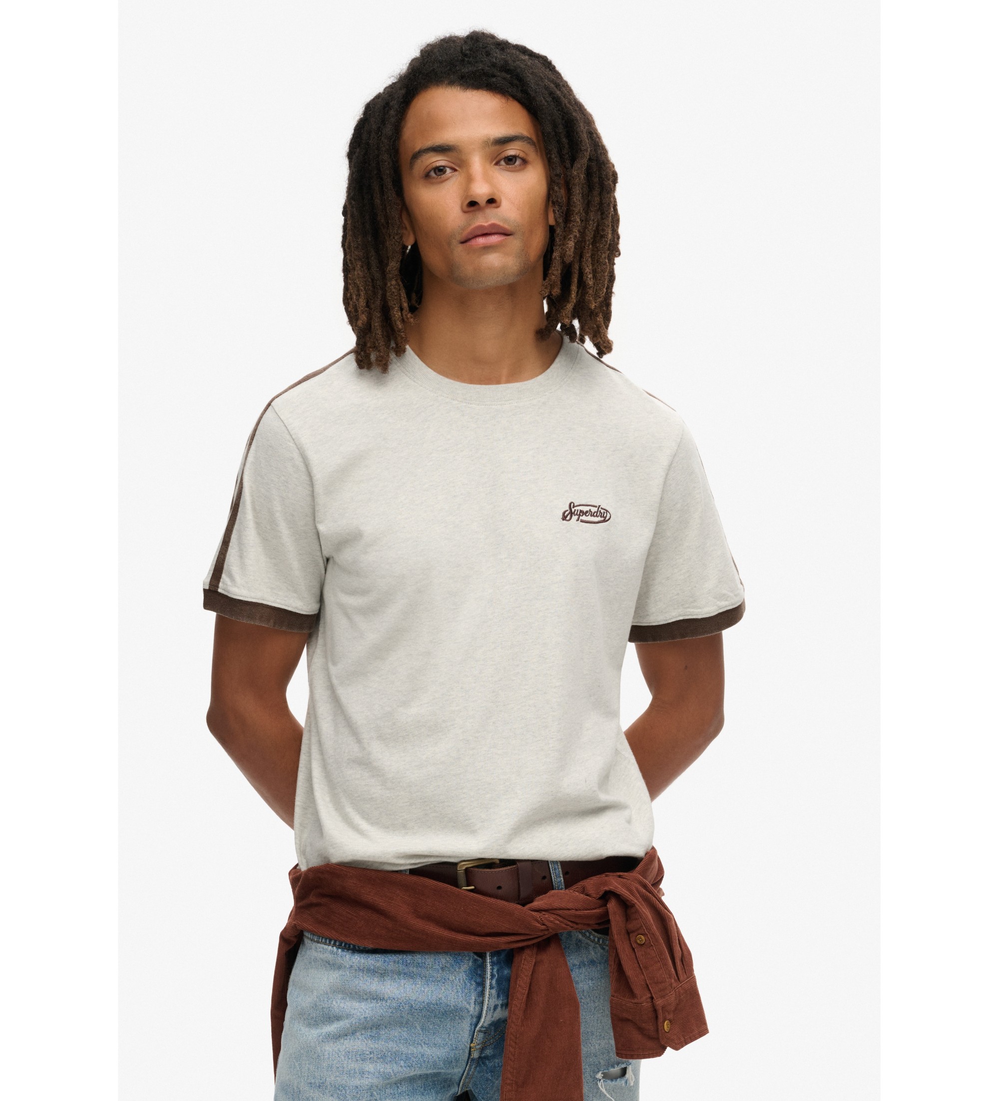 Superdry für Herren. M1012040A Essential Logo Retro-T-Shirt grau (S), Lässig, Baumwolle, Kurzarm