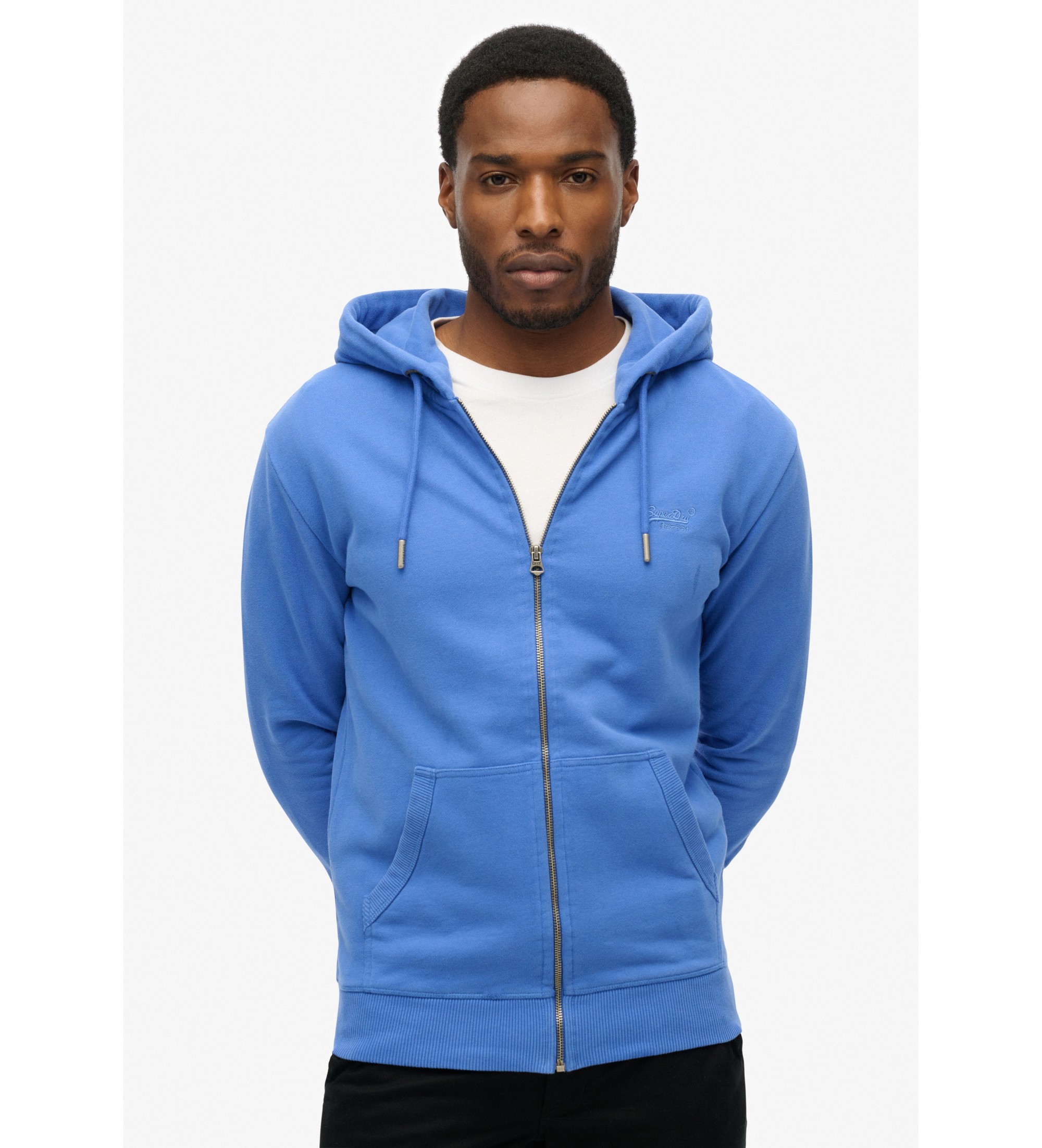 Superdry für Herren. M2014128A Sweatshirt mit Kapuze, Reißverschluss und blauem Logo (M), Lässig, Baumwolle