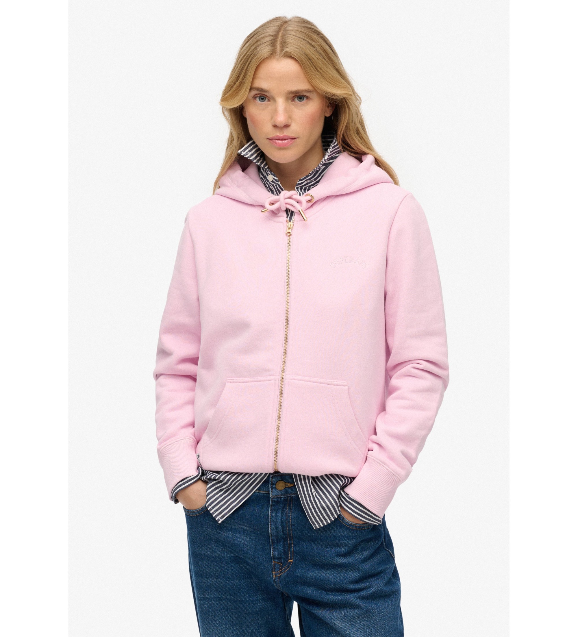 Superdry für Damen. W2012672A Essential Logo Sweatshirt rosa (XXL), Lässig, Baumwolle