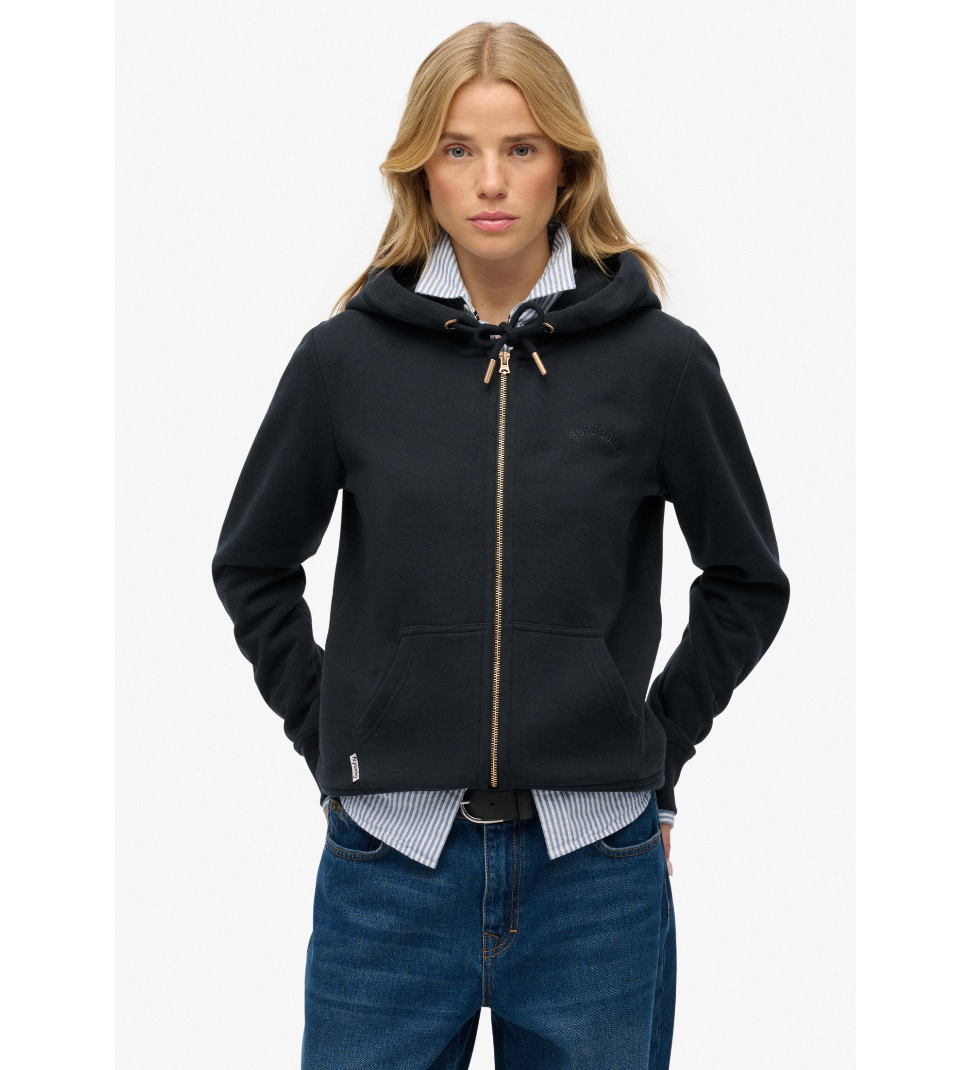 Superdry für Damen. W2012672A Essential Logo Sweatshirt navy (XXS), Lässig, Baumwolle, Marine