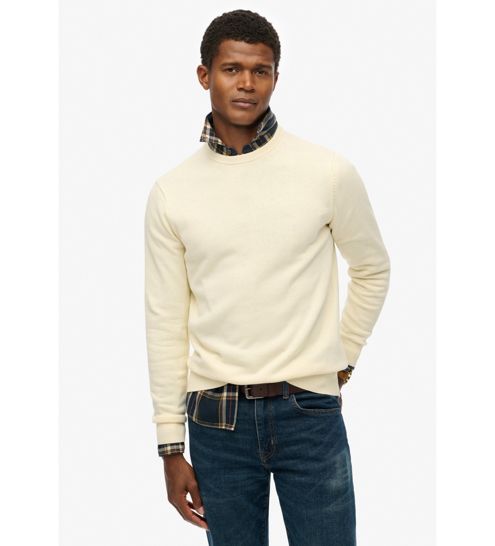 Superdryvoor mannen. M6110691A Trui Essentials beige (M), Casual, Katoen