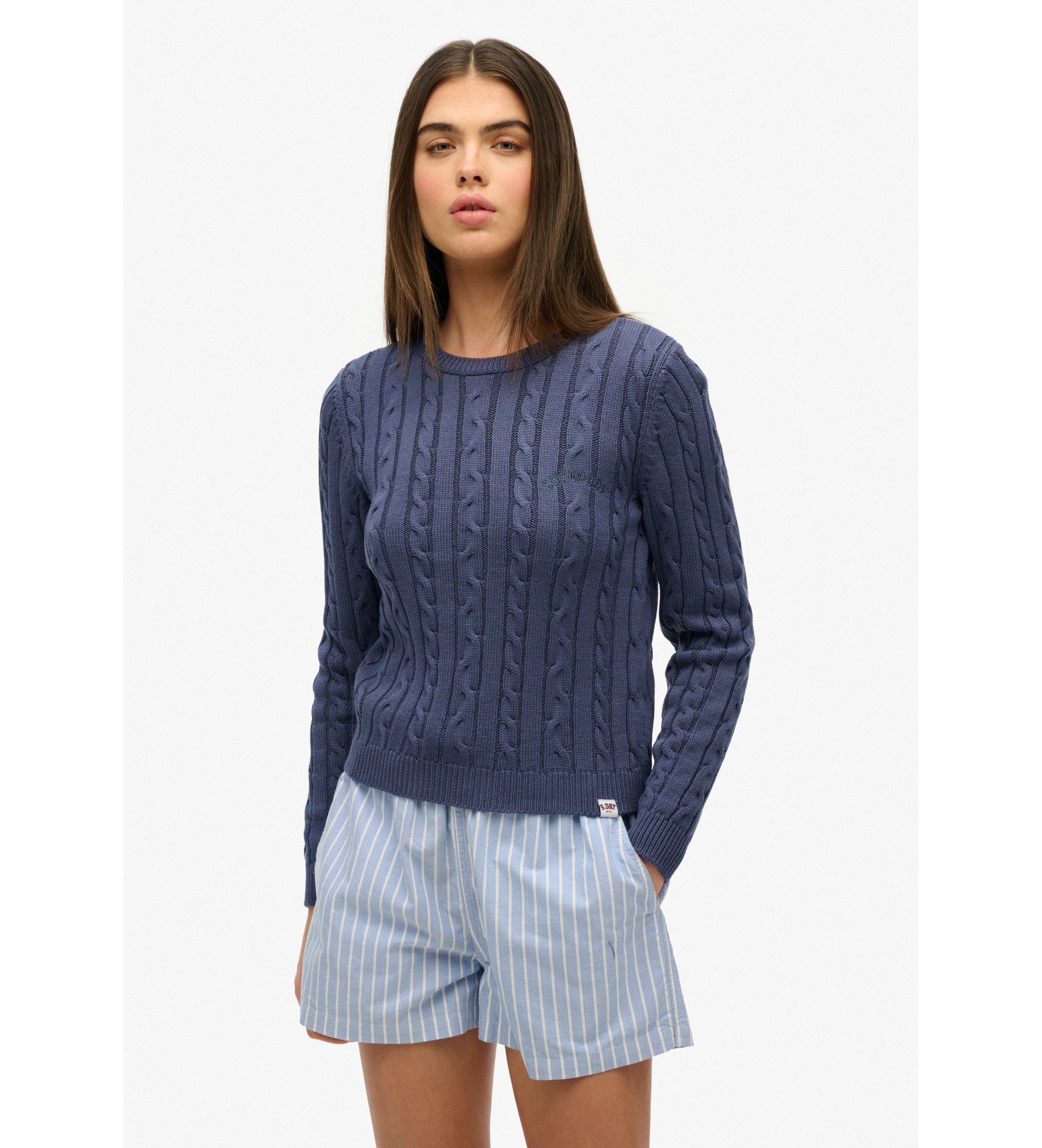 Superdryvoor vrouwen. W6110685A Essential Slim jersey blauw (L), Casual, Acryl