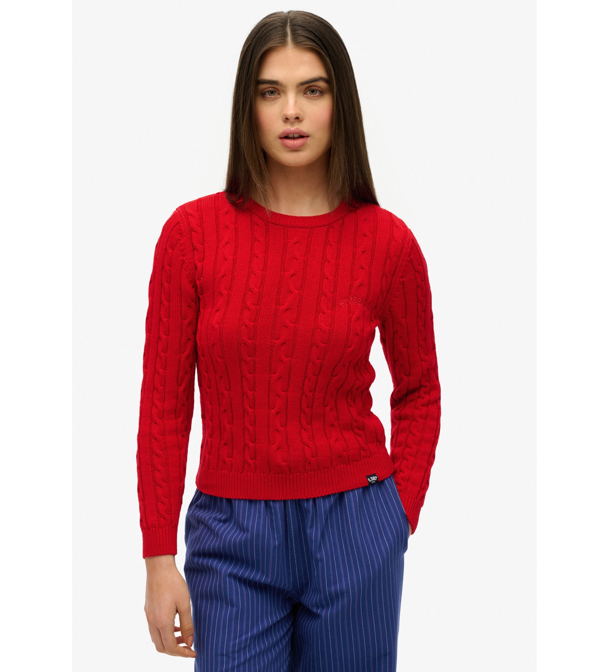 Superdryvoor vrouwen. W6110685A Essentials Slim pullover rood (S), Casual, Acryl