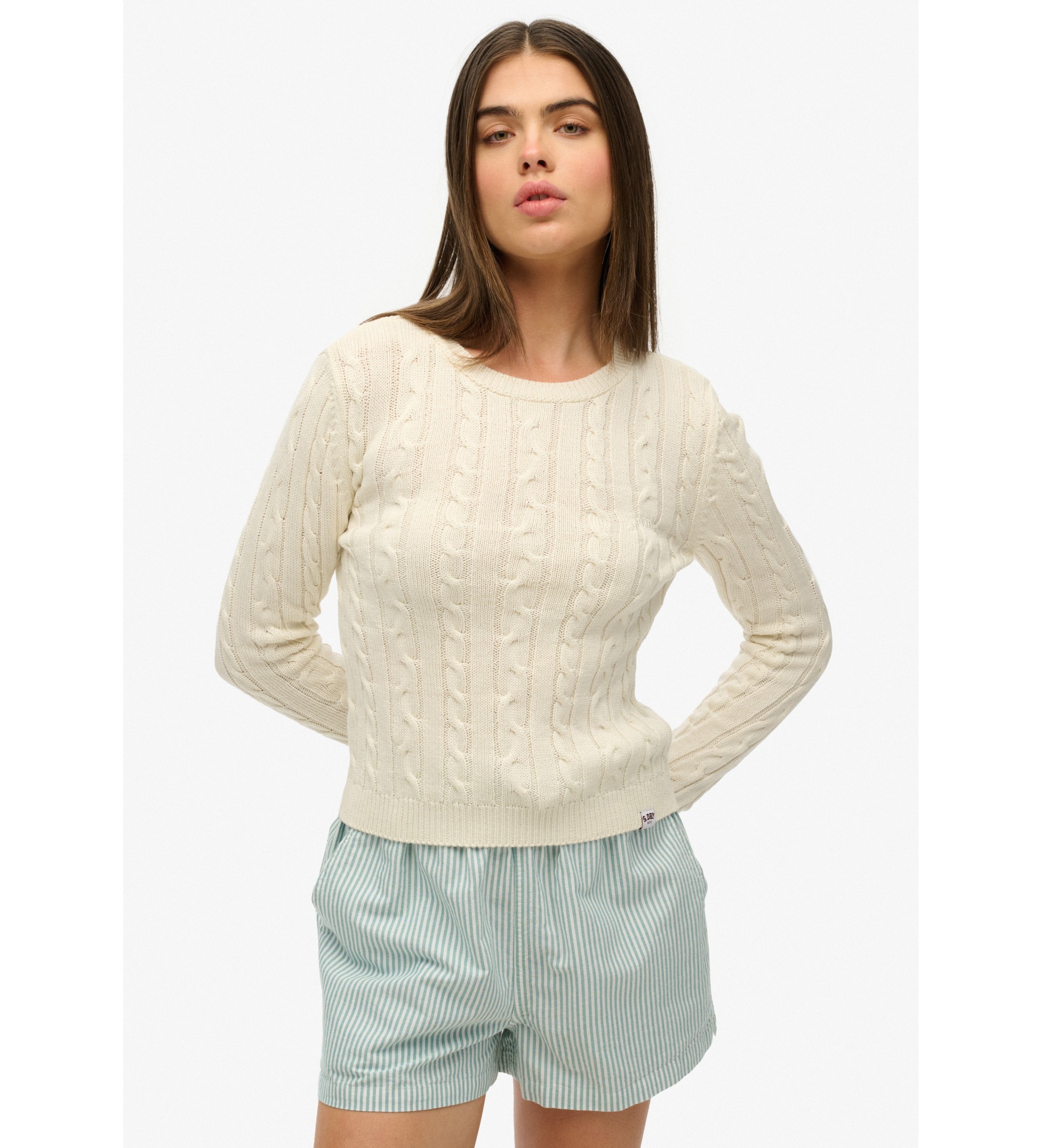 Superdryvoor vrouwen. W6110685A Essentials Slim beige trui (XL), Casual, Acryl