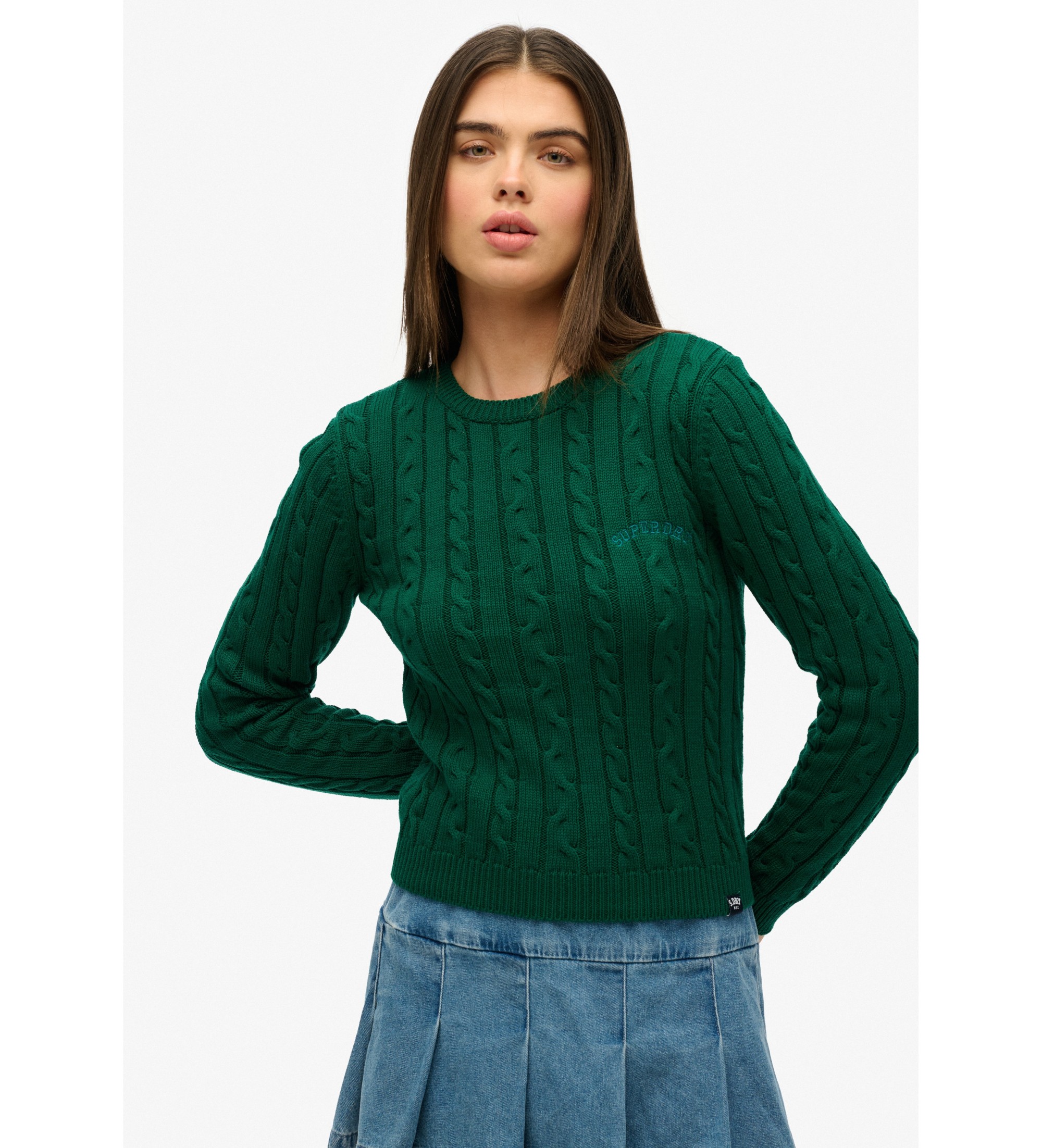 Superdry für Damen. W6110685A Essentials Slim Pullover grün (XL), Lässig, Acryl