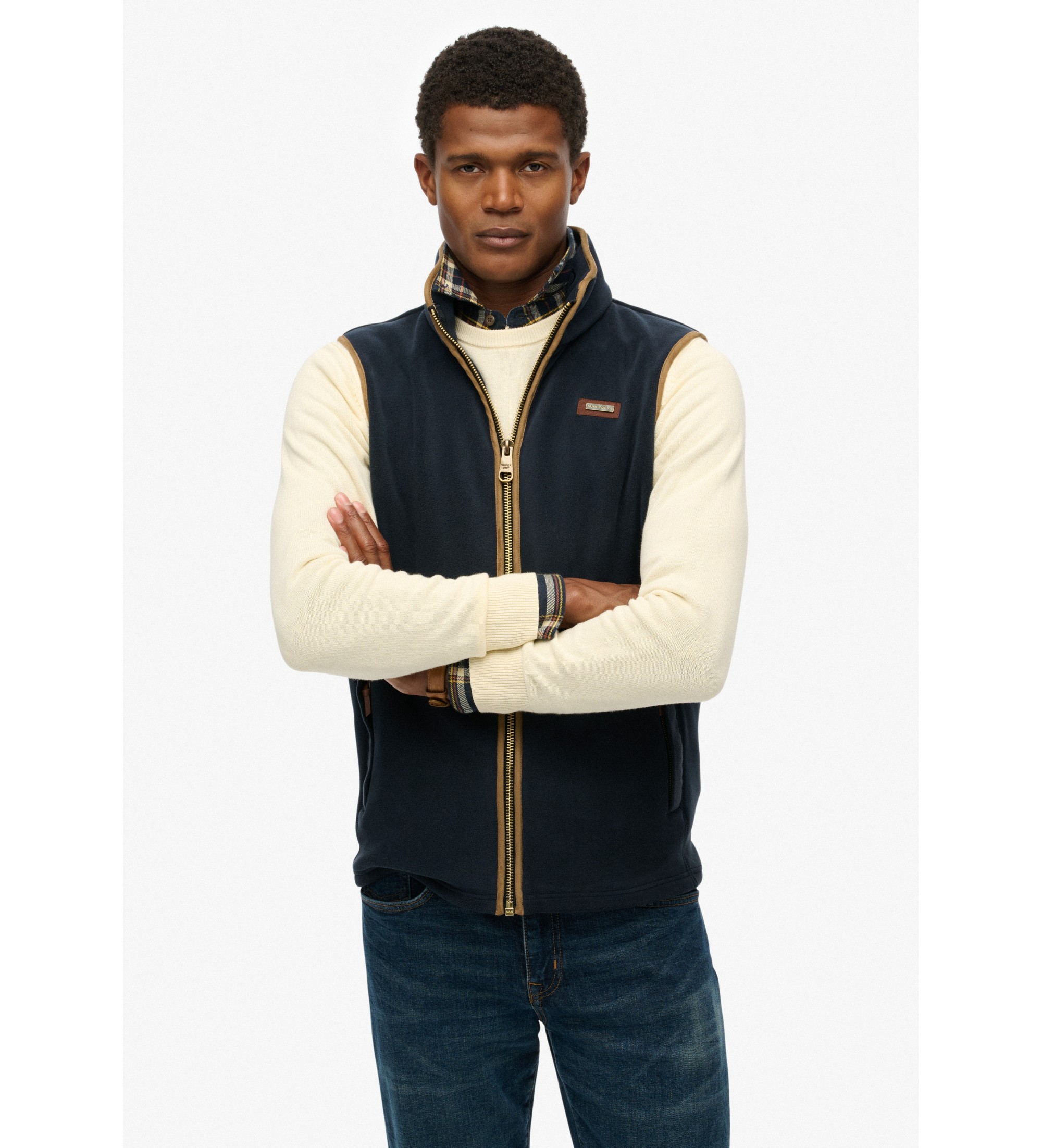 Superdry für Herren. M5012157A Estate Fleece-Weste Eclipse navy (XL), Lässig, Polyester, Marine