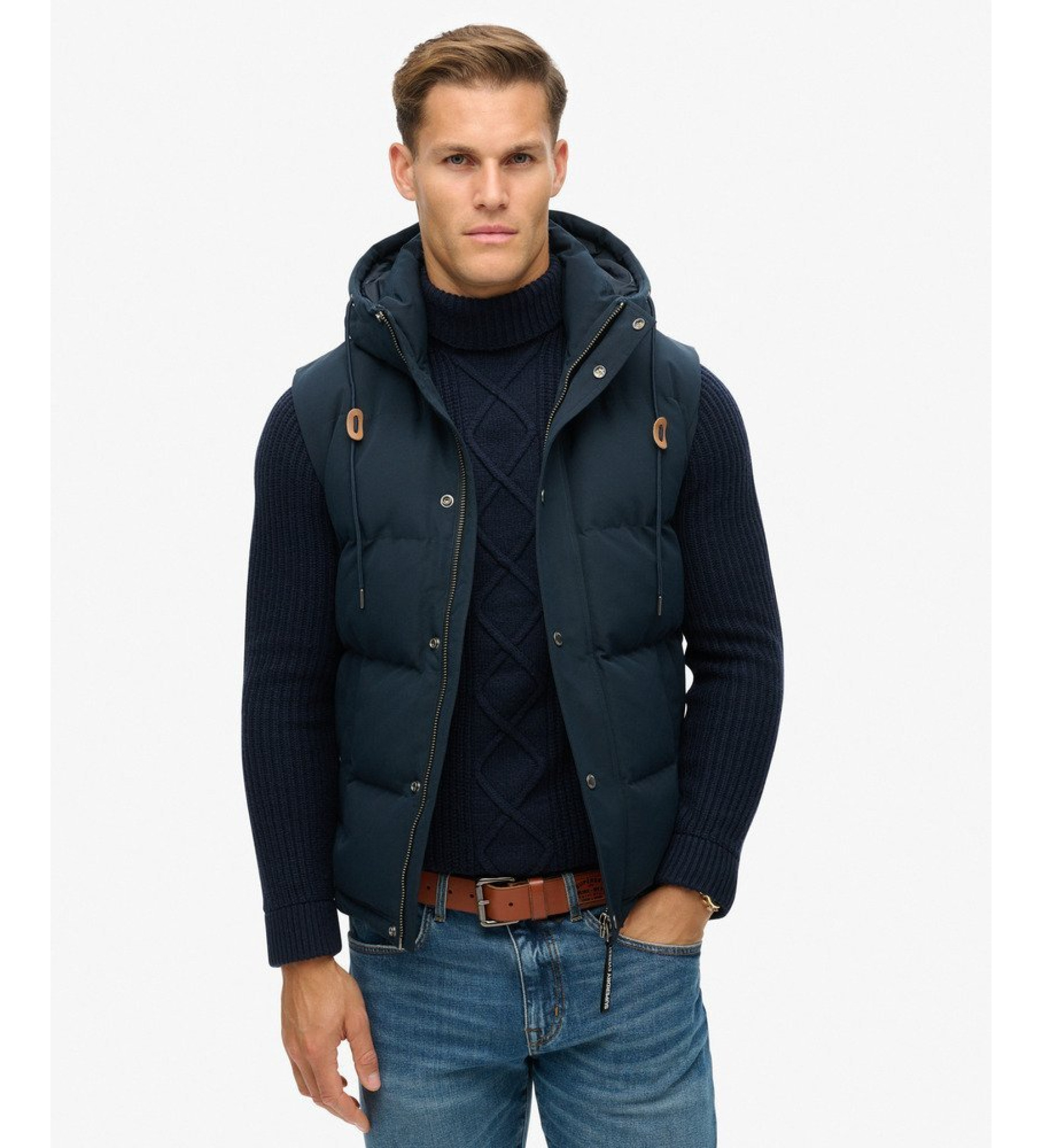 Superdry für Herren. M5011708A Everest Pufferweste navy (L), Lässig, Polyester, Marine