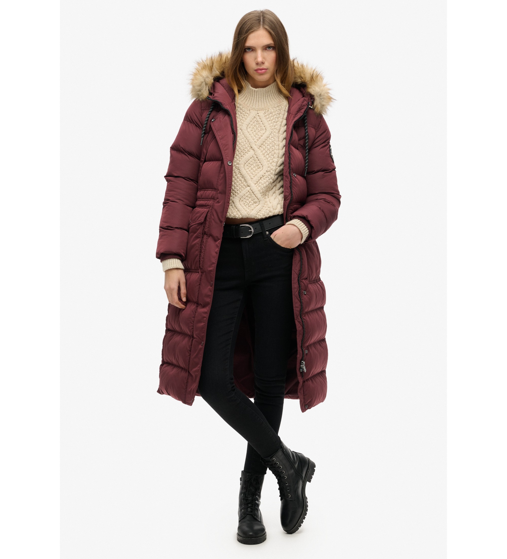 Superdry für Damen. W5011788A Everest Flieder Kunstpelzmantel lila (S), Lässig, Recyceltes Polyester, Nachhaltig