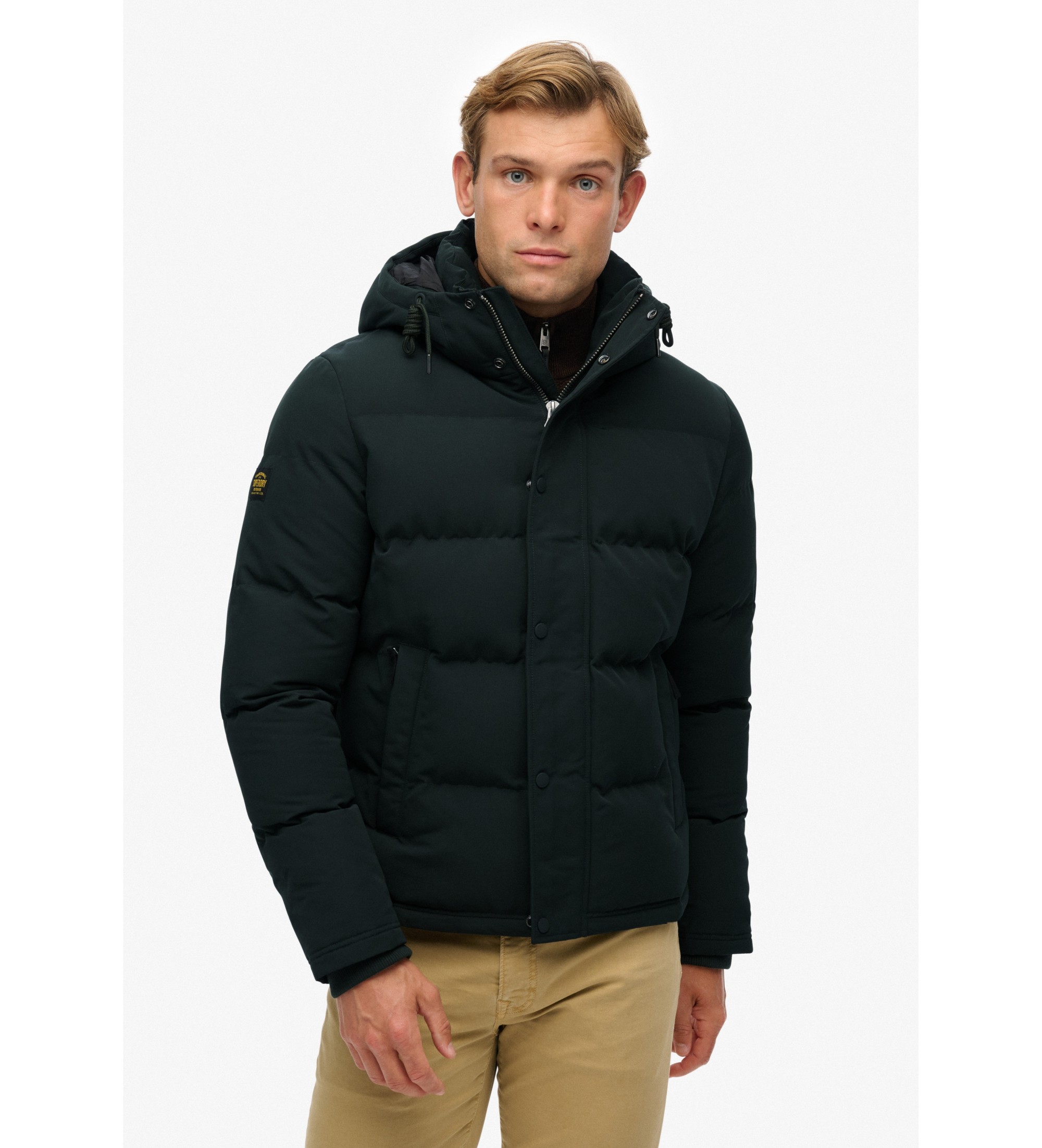 Superdry für Herren. M5011743A Jacke Everest Short Hooded Puffer grün (M), Lässig, Polyester