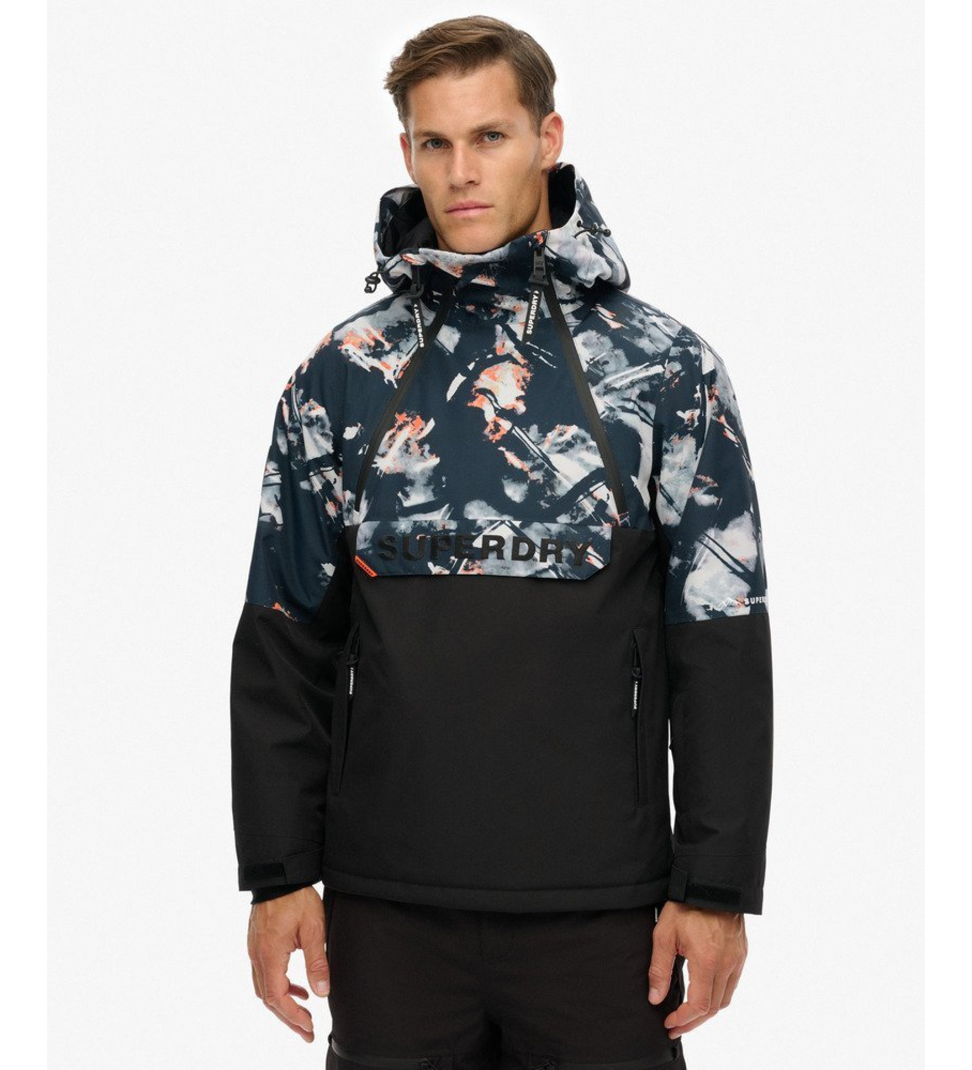 Superdry für Herren. MS110192A Freestyle Overhead Skijacke schwarz (L), Lässig, Sportlich, Polyester, Schnee, Draußen