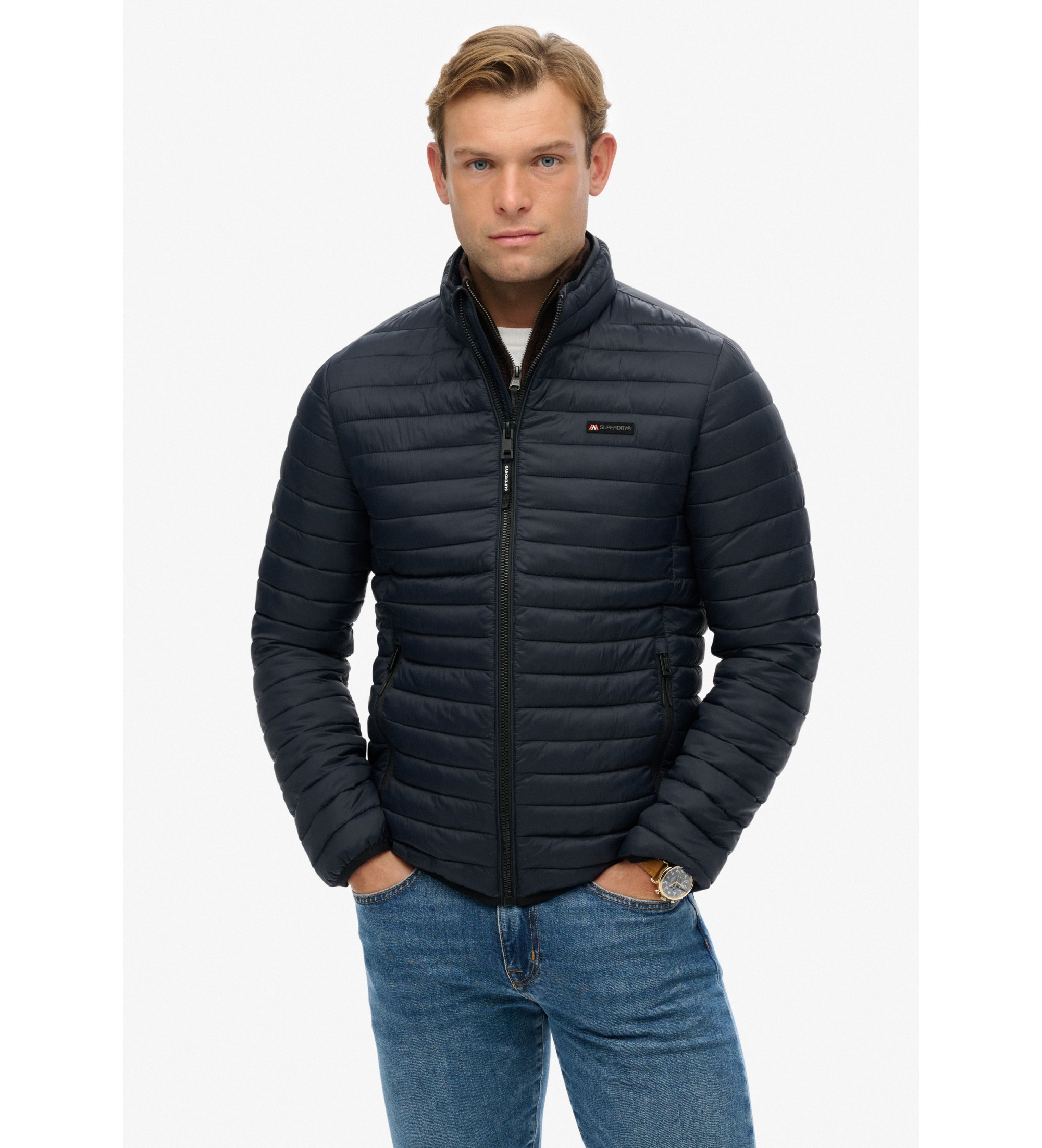 Superdry für Herren. M5012242A Fuji Lite Wattierter Mantel mairno (XXL), Lässig, Nachhaltig, Recyceltes Nylon, Marine