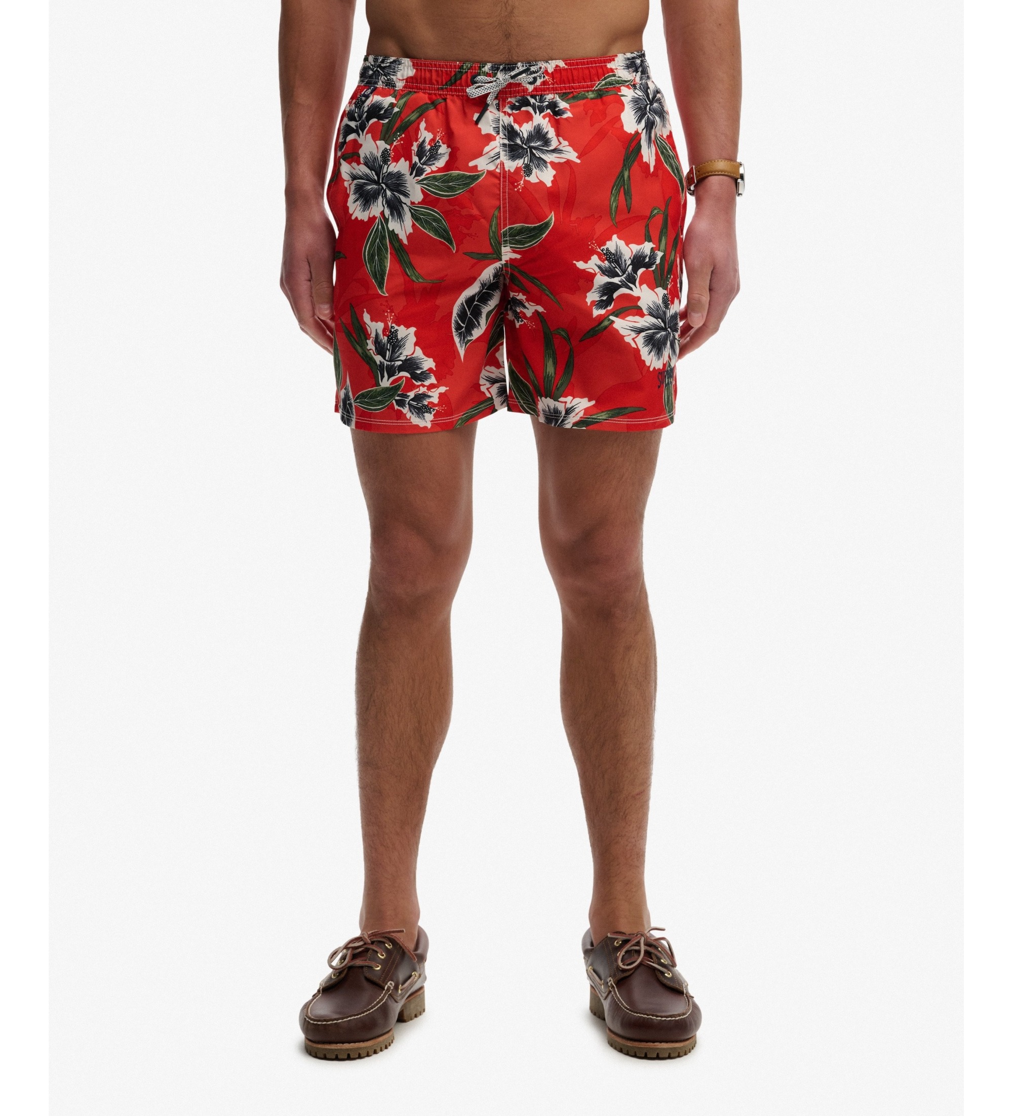 Superdry für Herren. M3010264A Hawaiian Print 16 roter Badeanzug (L), Strandbekleidung, Recyceltes Polyester