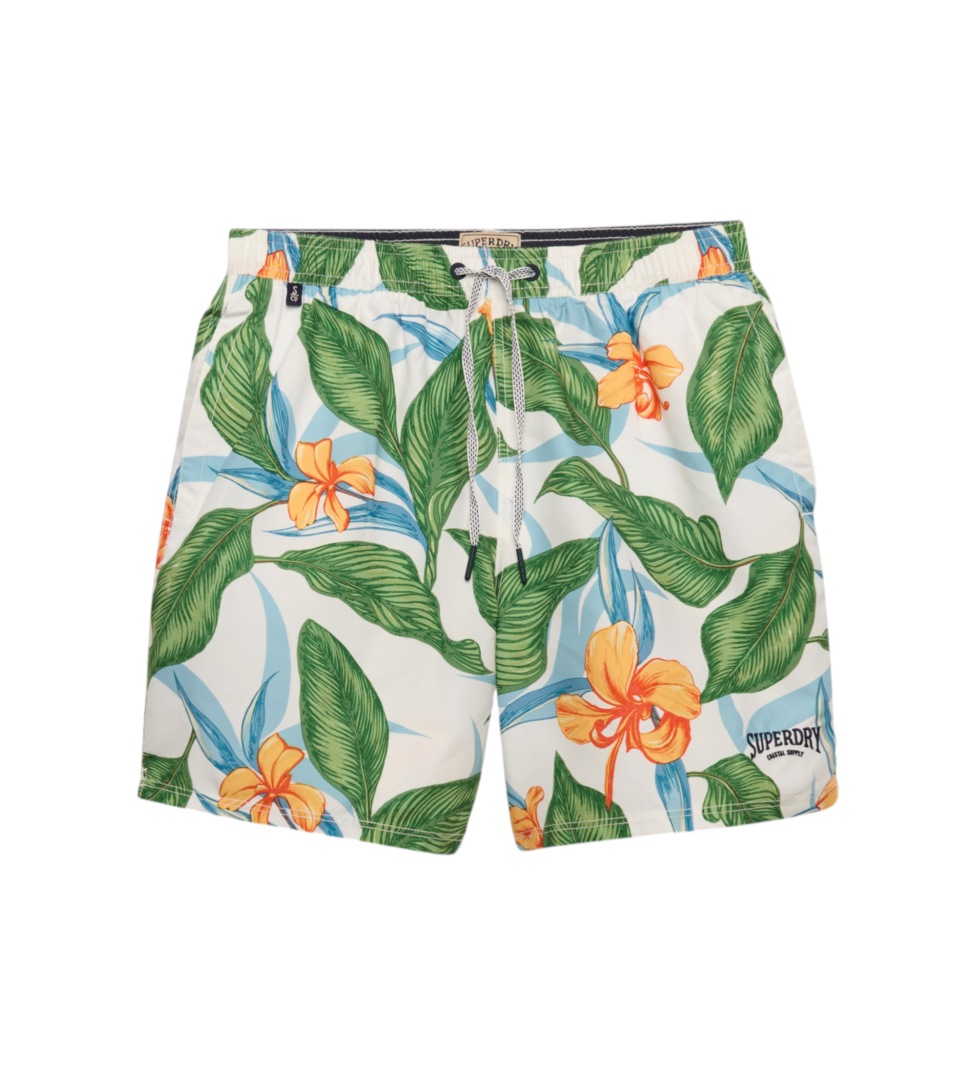 Superdry für Herren. M3010264A Hawaiian Print 16 grüner Badeanzug (L), Strandbekleidung, Recyceltes Polyester