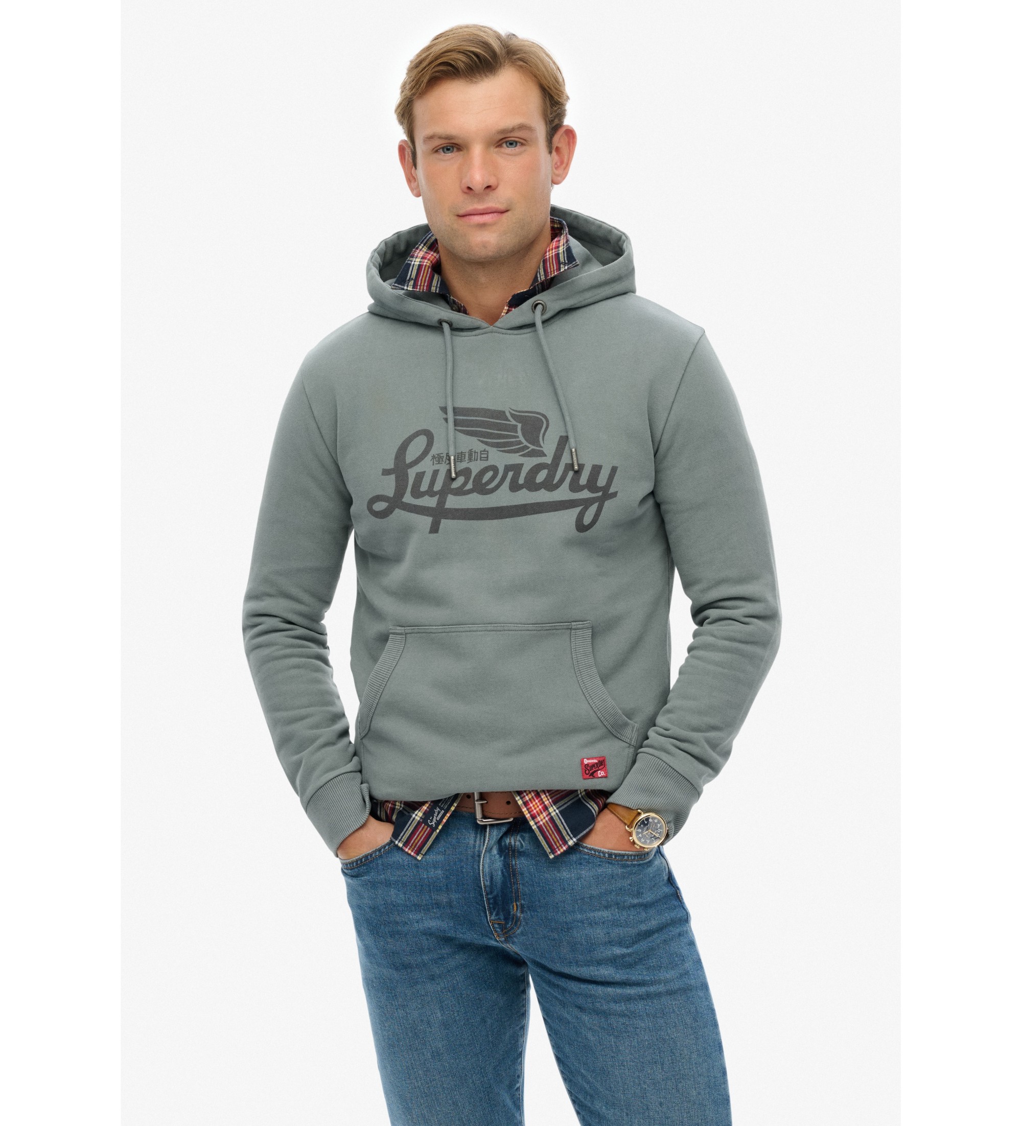 Superdry für Herren. M2014232A Heritage Brand Sweatshirt Entspannt blau (S), Lässig, Baumwolle