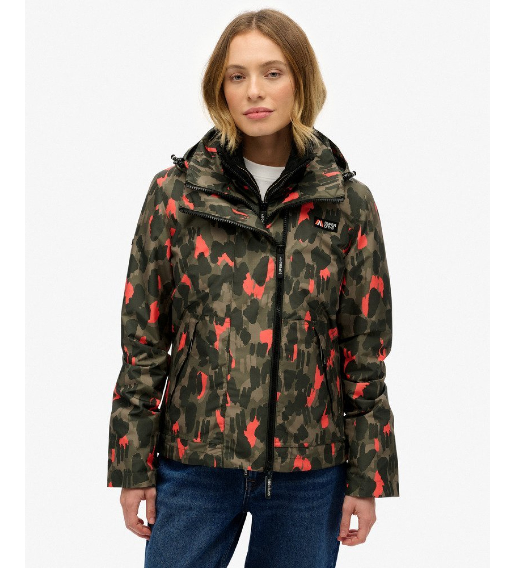 Superdry für Damen. W5011850A Windbreaker Jacke grün (XS), Lässig, Camouflage, Polyester