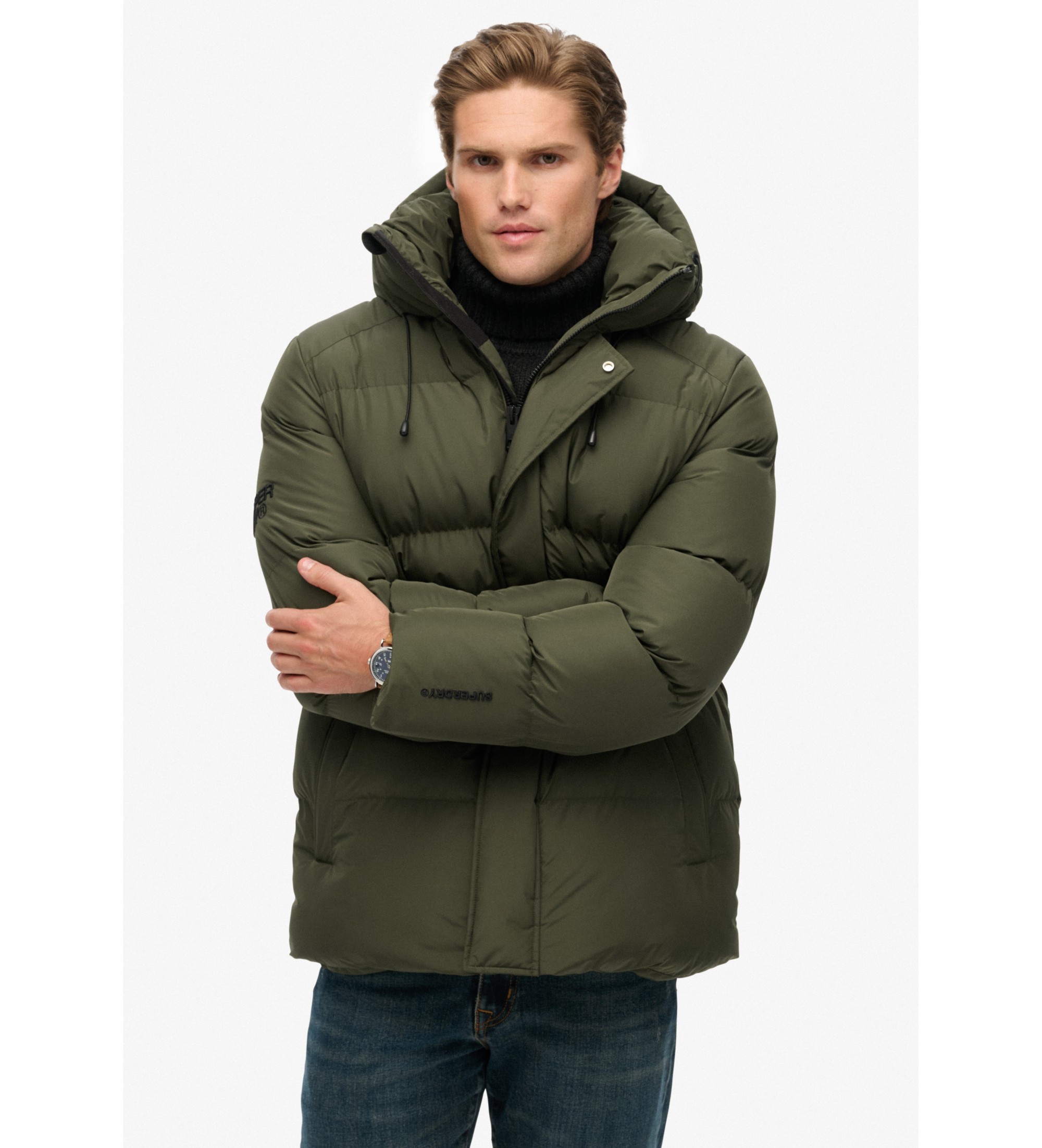 Superdry für Herren. M5012285A Jacke 5 Baffle Sports Puffer grün (L), Lässig, Recyceltes Polyester, Nachhaltig