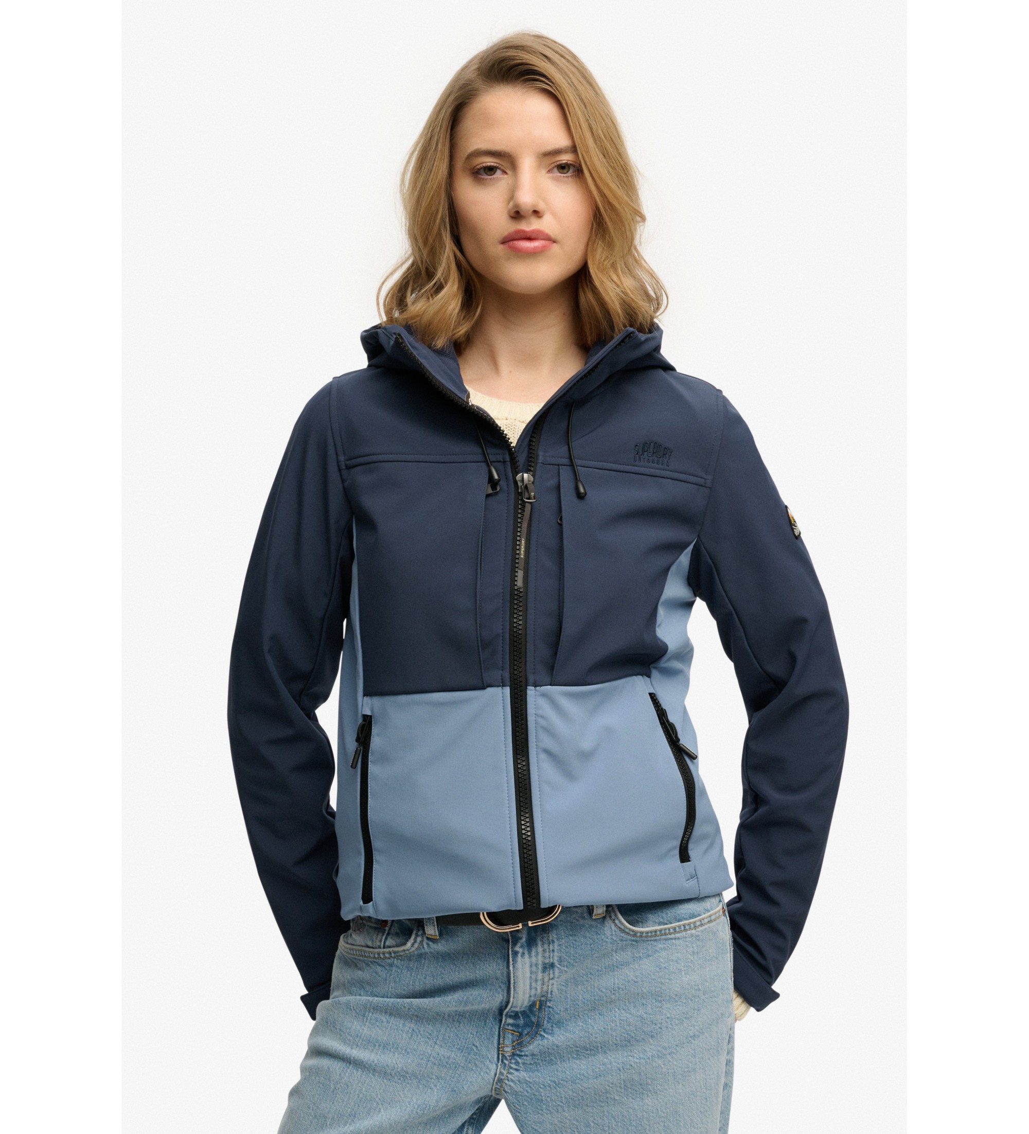 Superdry für Damen. W5012070A Colourblock Trekker Jacke navy (S), Blau, Lässig, Recyceltes Polyester, Marine