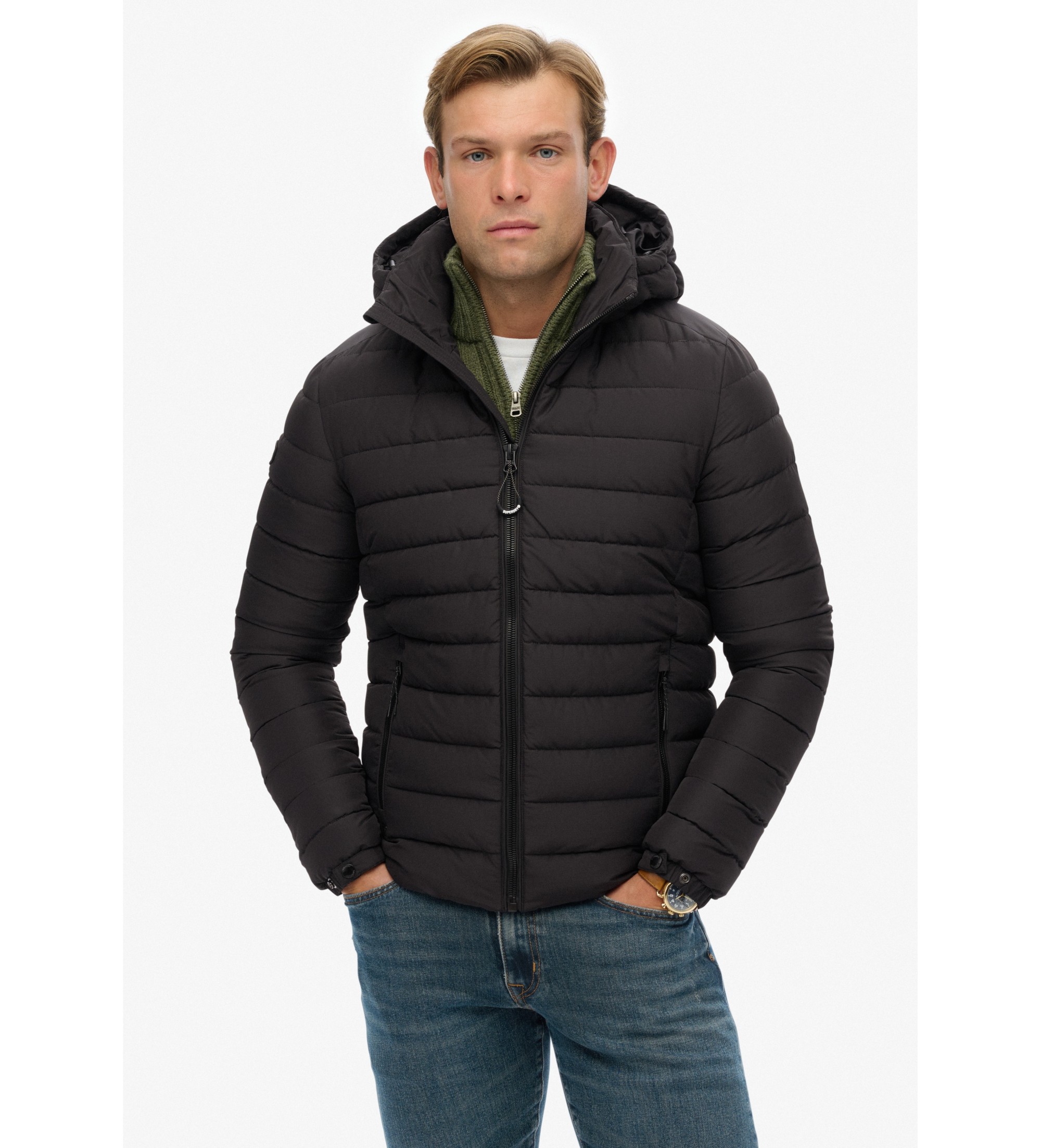 Superdry für Herren. M5012290A Fuji Jacke mit Kapuze schwarz (L), Lässig, Polyester