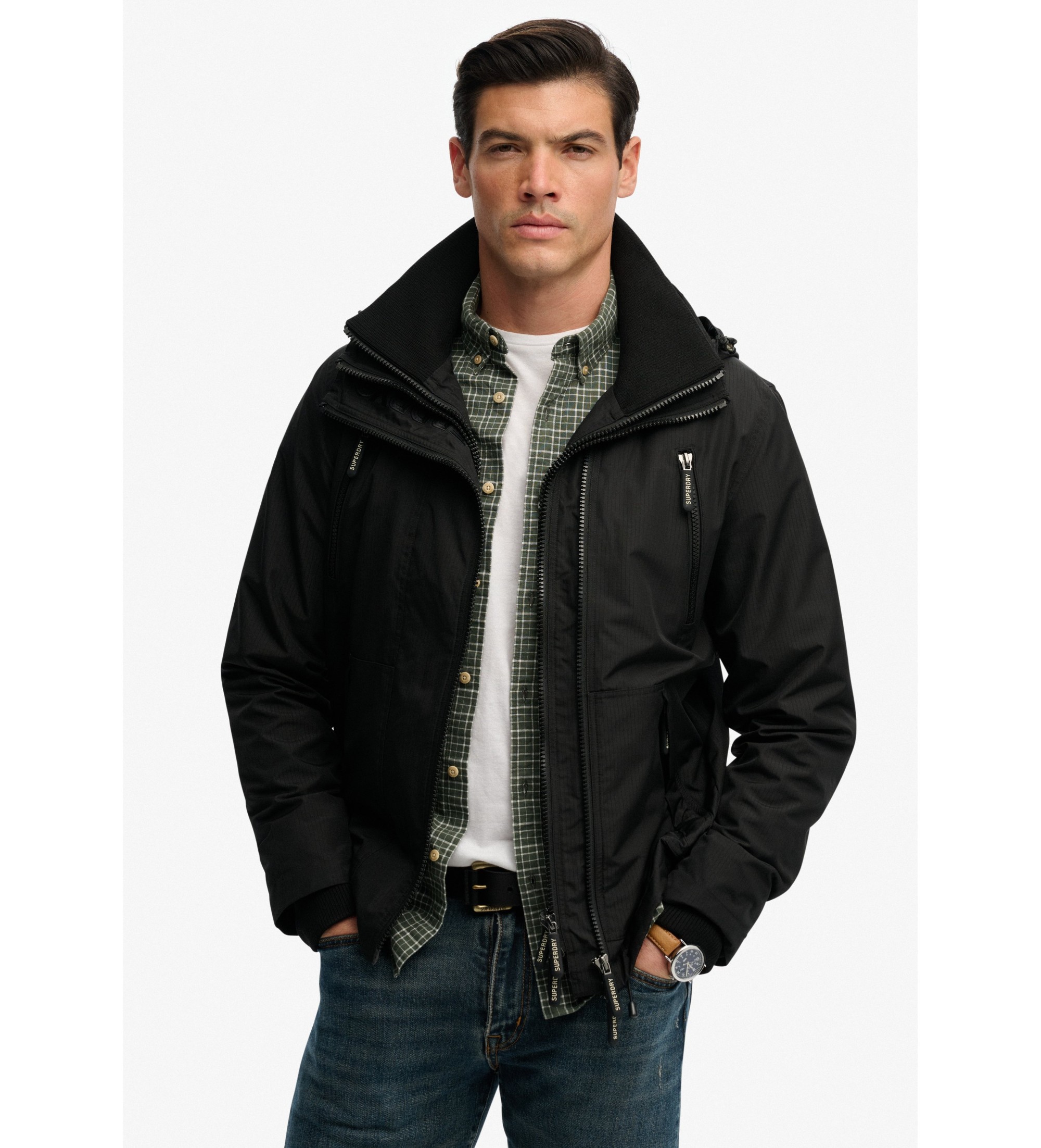 Superdry für Herren. M5012334A Jacke Mtn Windbreaker schwarz (S), Lässig, Recyceltes Polyester