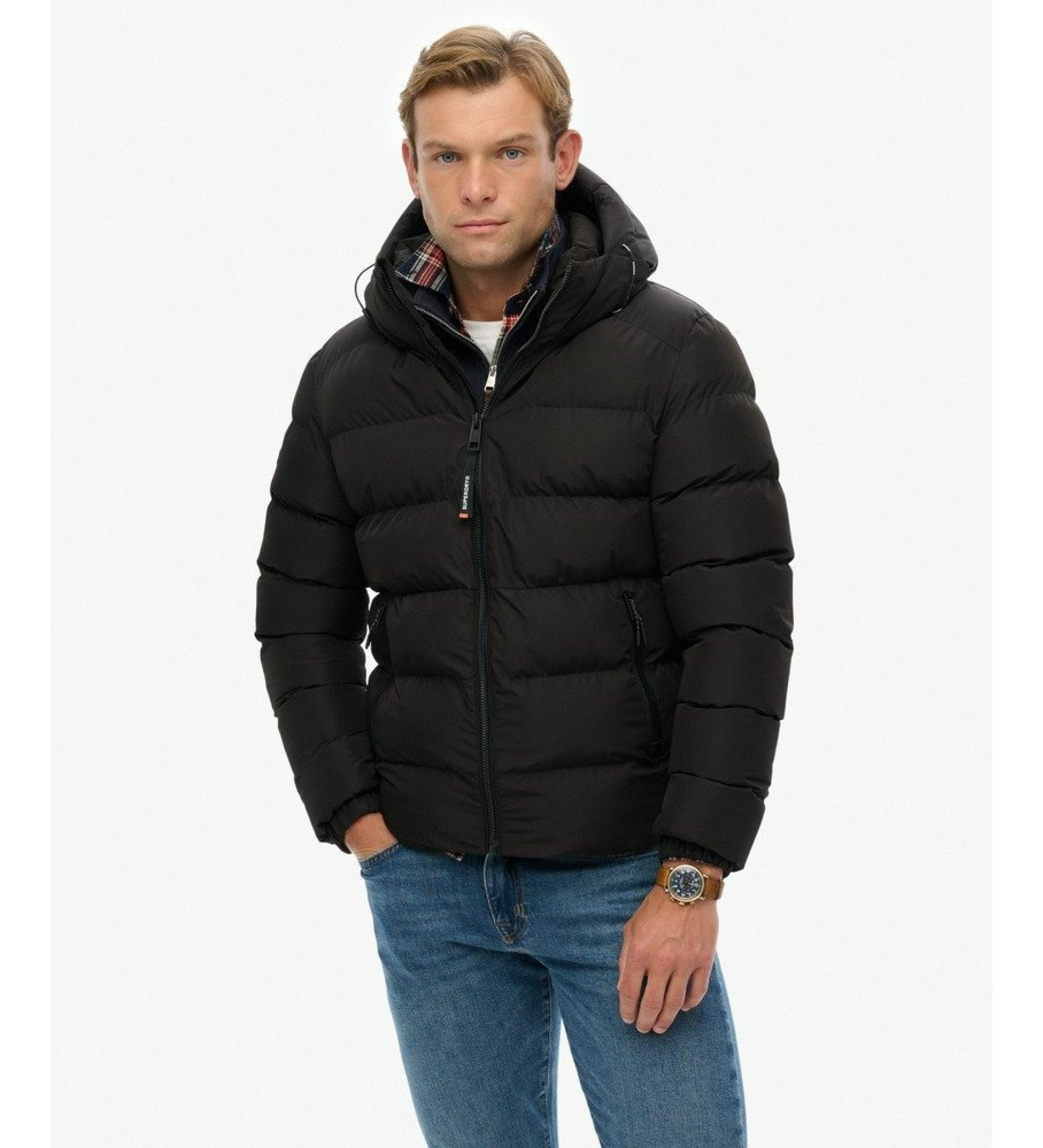 Superdry für Herren. M5011905A Schwarze Daunenjacke (XXL), Lässig, Recyceltes Polyester