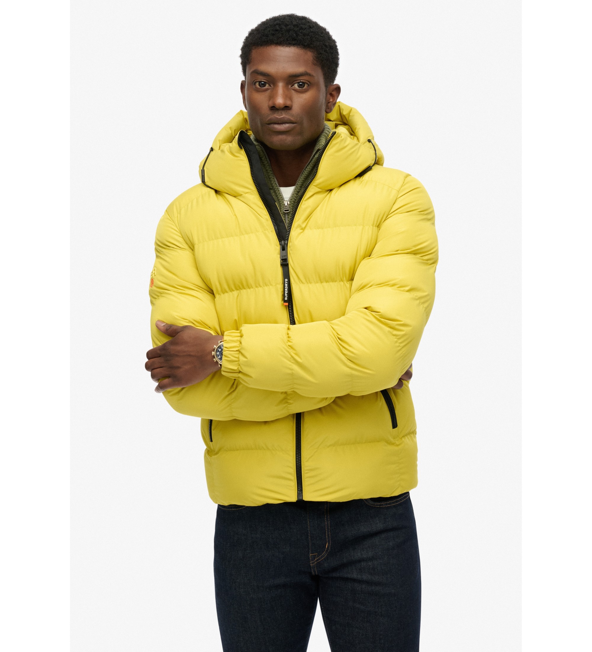 Superdry für Herren. M5011905A Sportsteppjacke mit Kapuze gelb (L), Lässig, Polyester