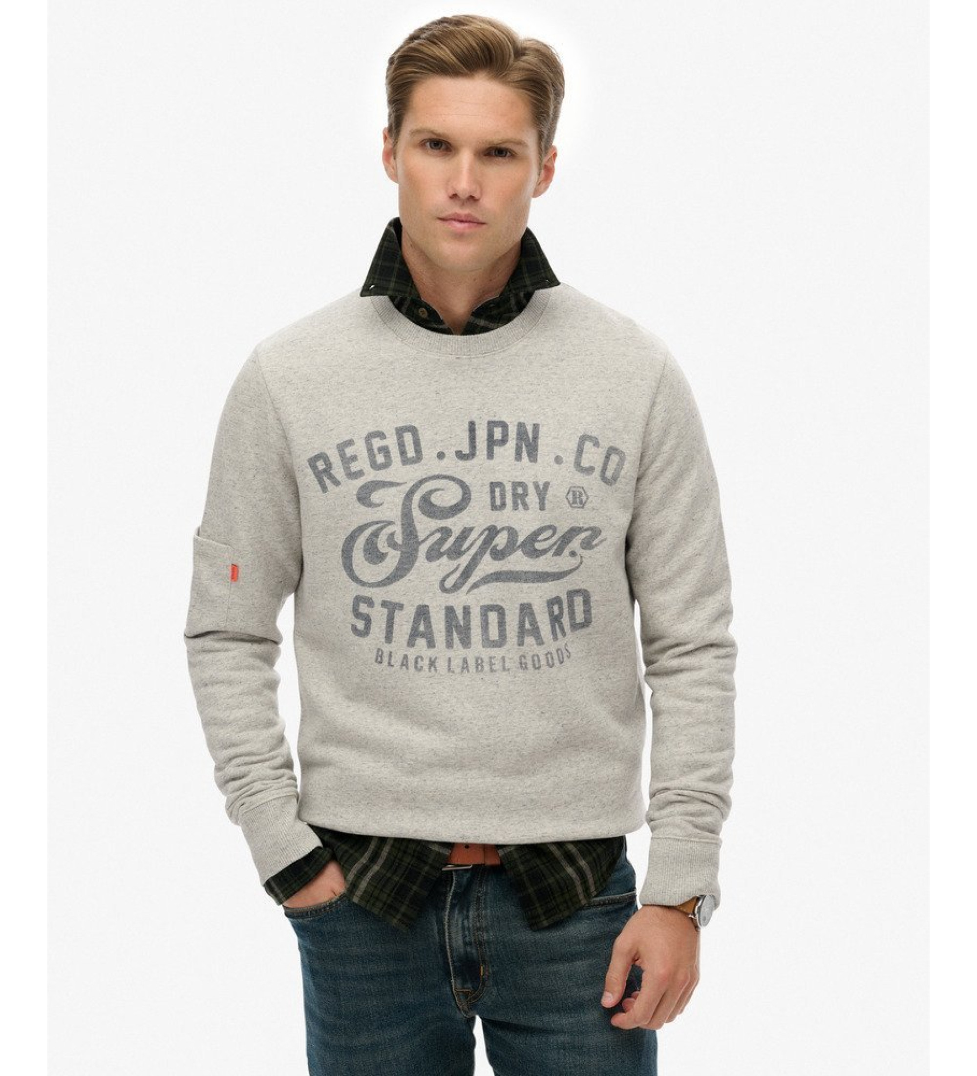 Superdry für Herren. M2014298A Industrial Entspanntes graues Sweatshirt (S), Lässig, Baumwolle