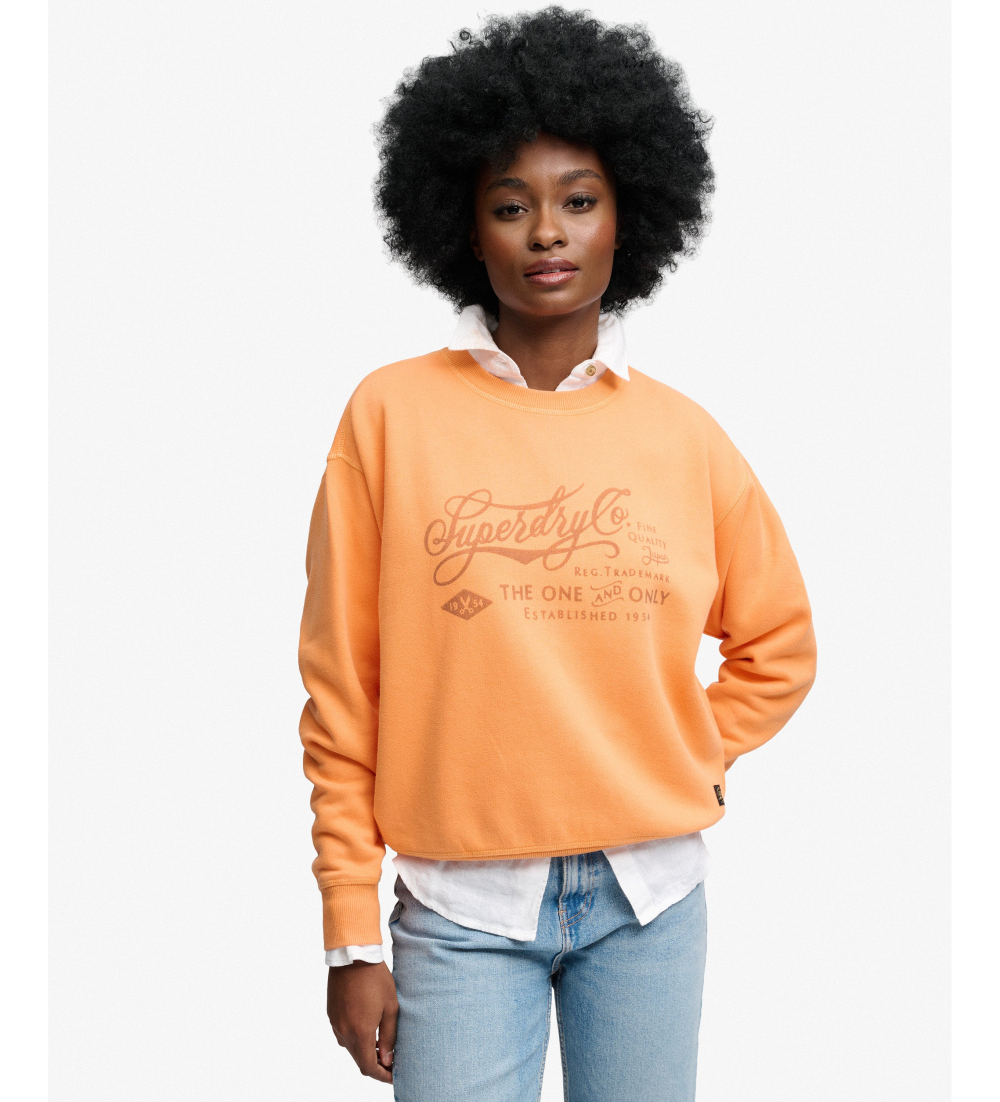 Superdry für Damen. W2012636A Sweatshirt Industriearbeiter Lose orange (M), Lässig, Baumwolle
