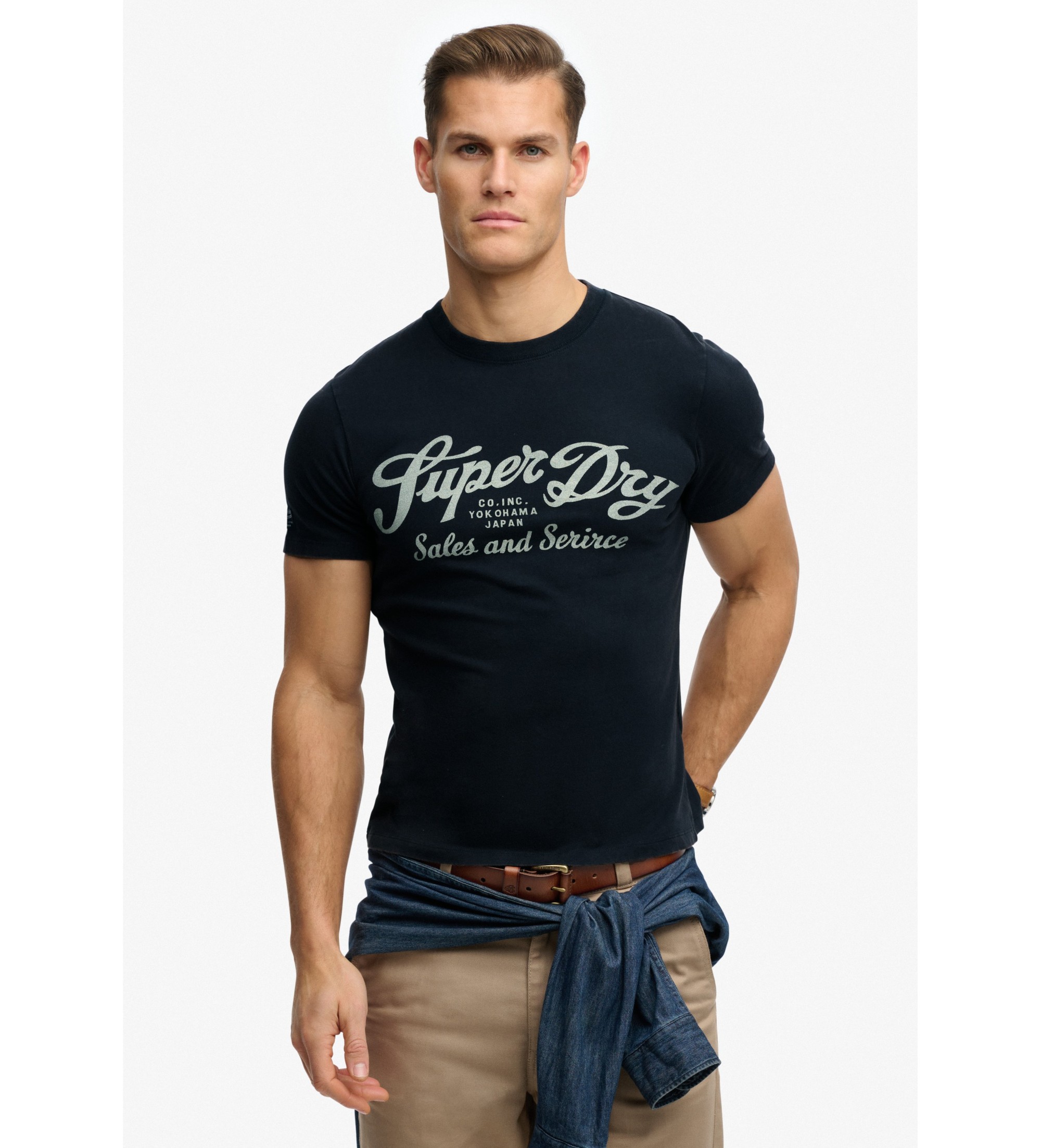 Superdry für Herren. M1012352A Industriearbeiter Entspanntes T-Shirt navy (M), Lässig, Baumwolle, Kurzarm, Marine