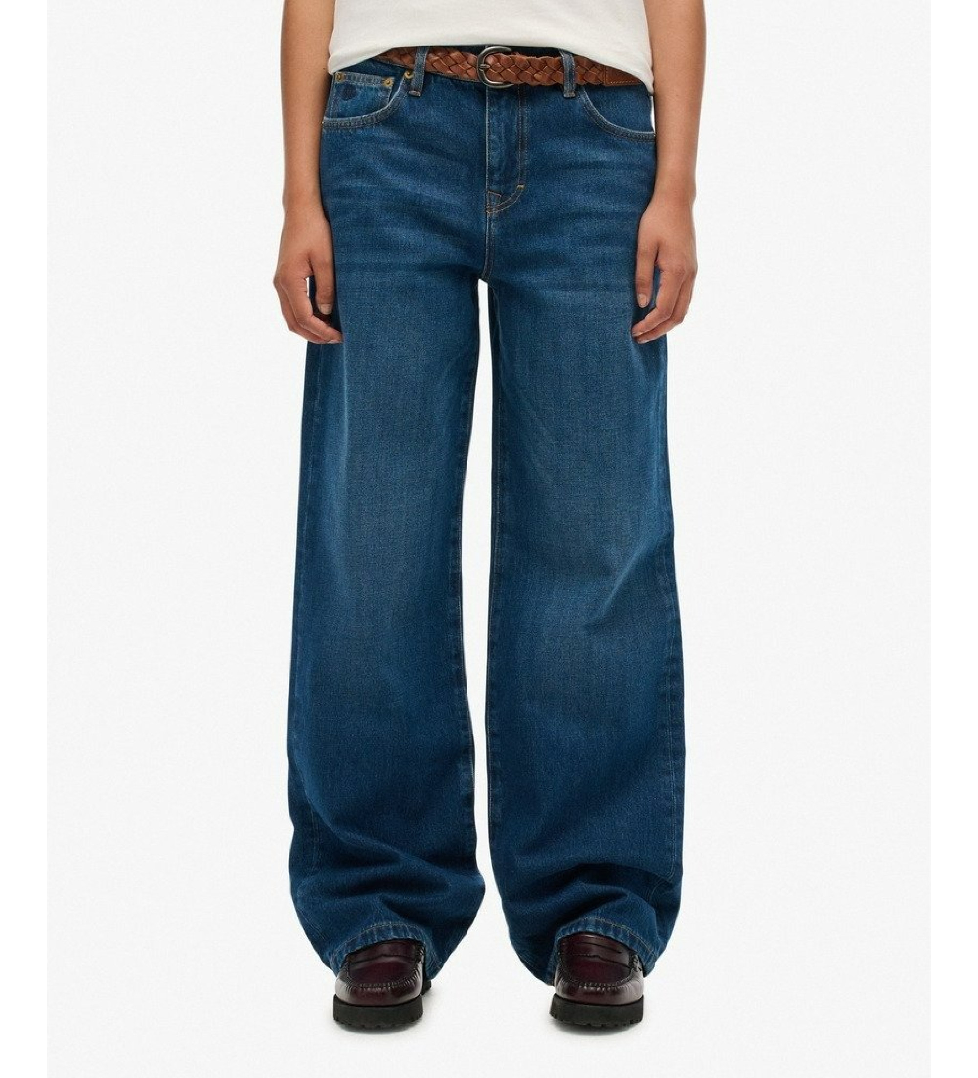 Superdry für Damen. W7011267A Jeans mittlerer Höhe mit weitem Bein blau (26), Lässig, Baumwolle, Denim