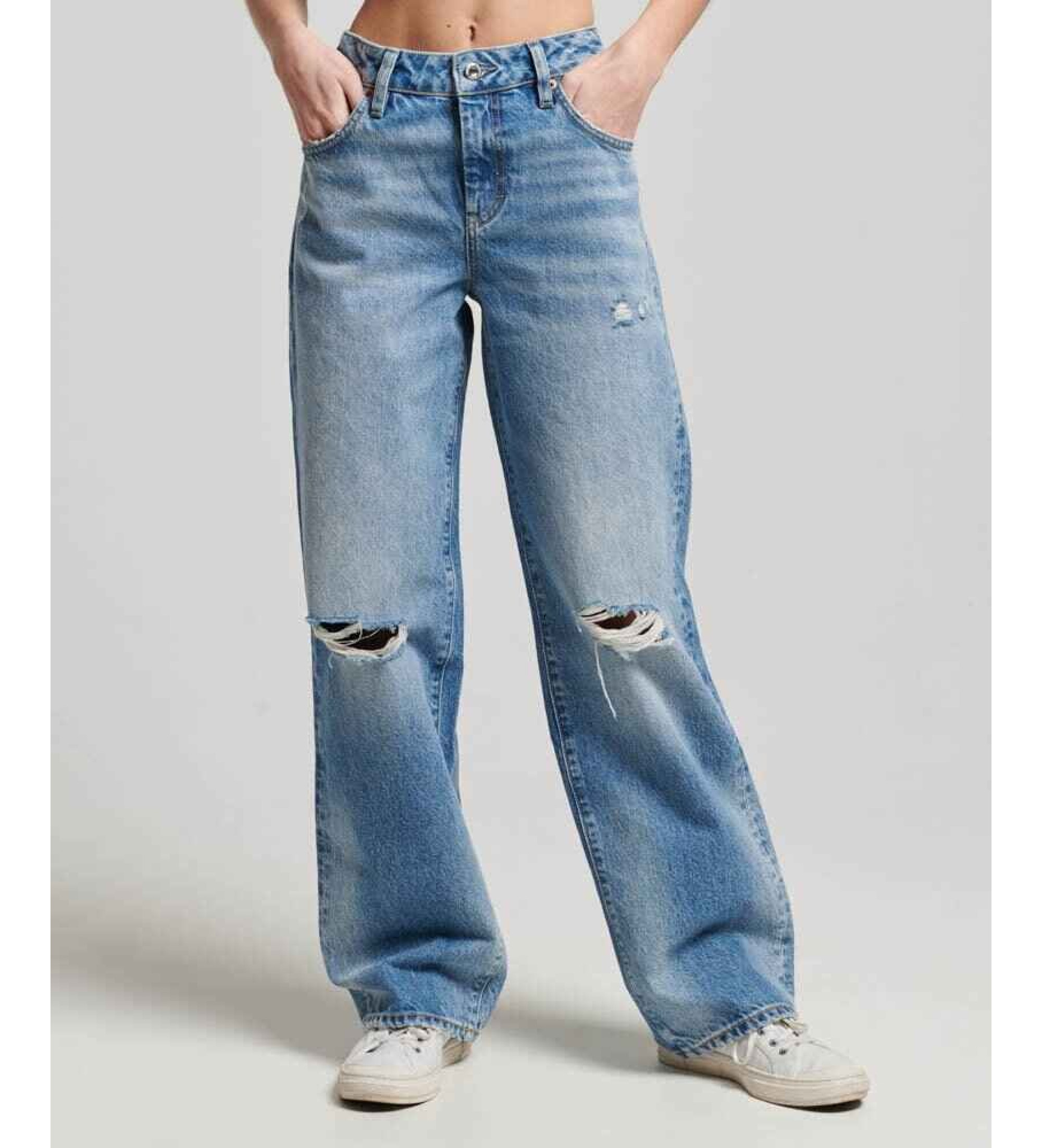 Superdry für Damen. W7011013A Blaue Jeans mit weitem Bein (26/30), Lässig, Bio-Baumwolle, Nachhaltig