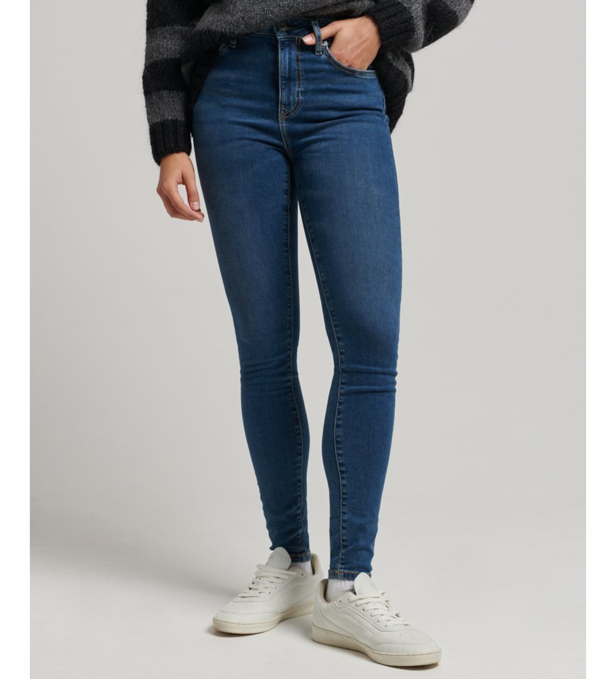 Superdry für Damen. W7010796A Skinny-Jeans mit hoher Taille aus blauer Bio-Baumwolle (30/30), Denim, Polyester, Nachhaltig