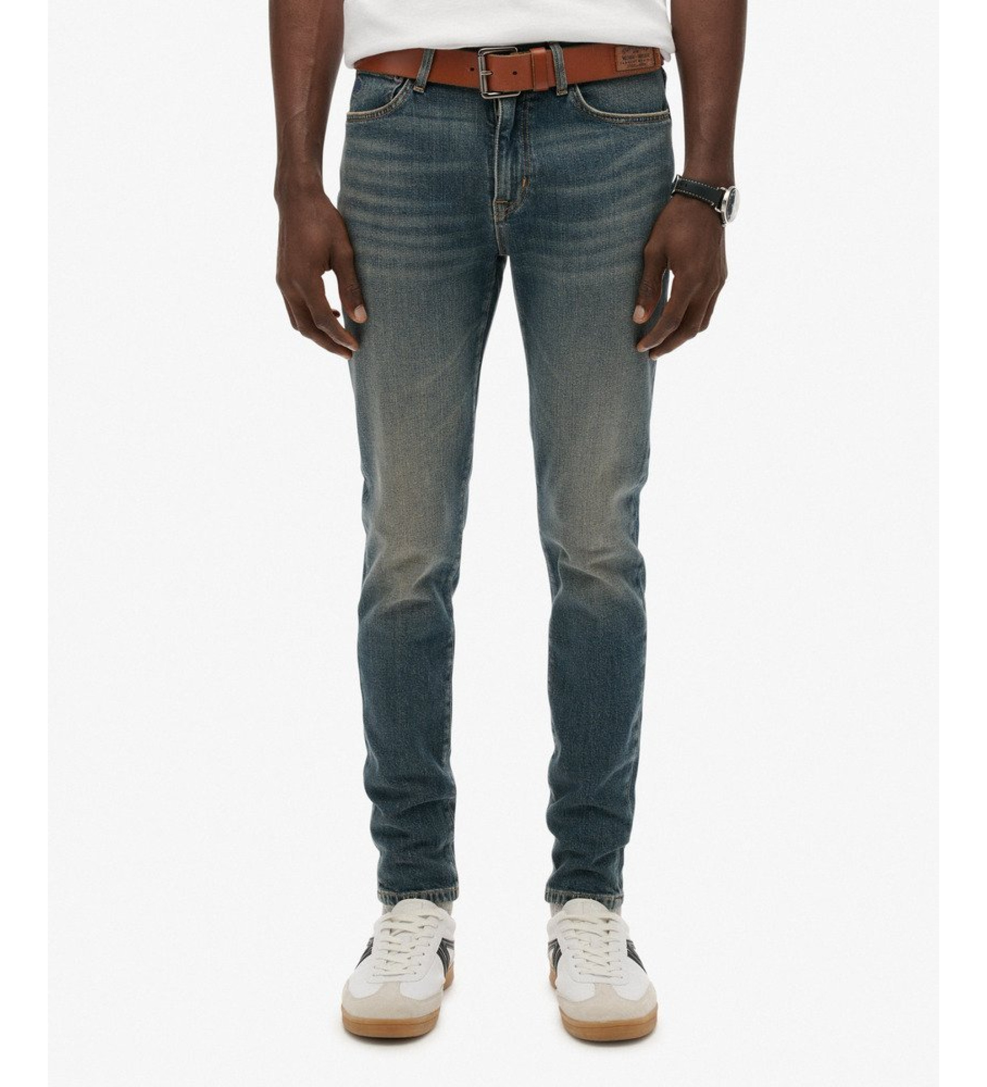 Superdry für Herren. M7011420A Blaue Skinny-Jeans im Vintage-Look (34/32), Lässig, Baumwolle, Denim
