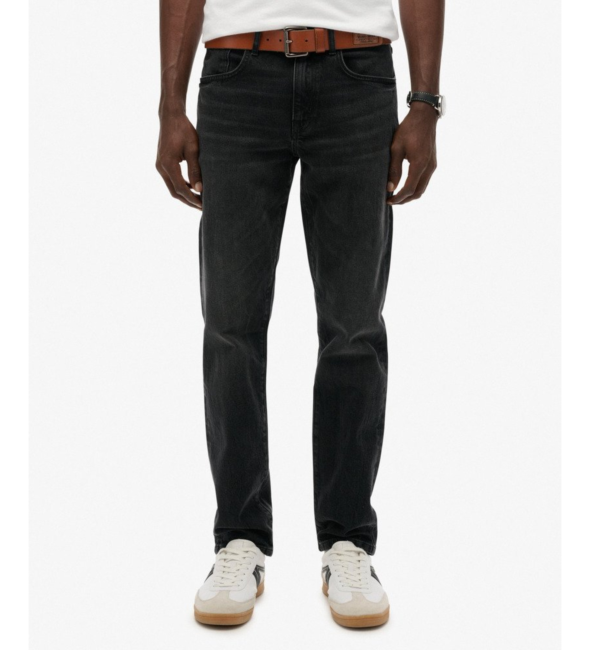 Superdry für Herren. M7010887A Slim Straight Vintage Jeans schwarz (36/34), Lässig, Baumwolle, Denim