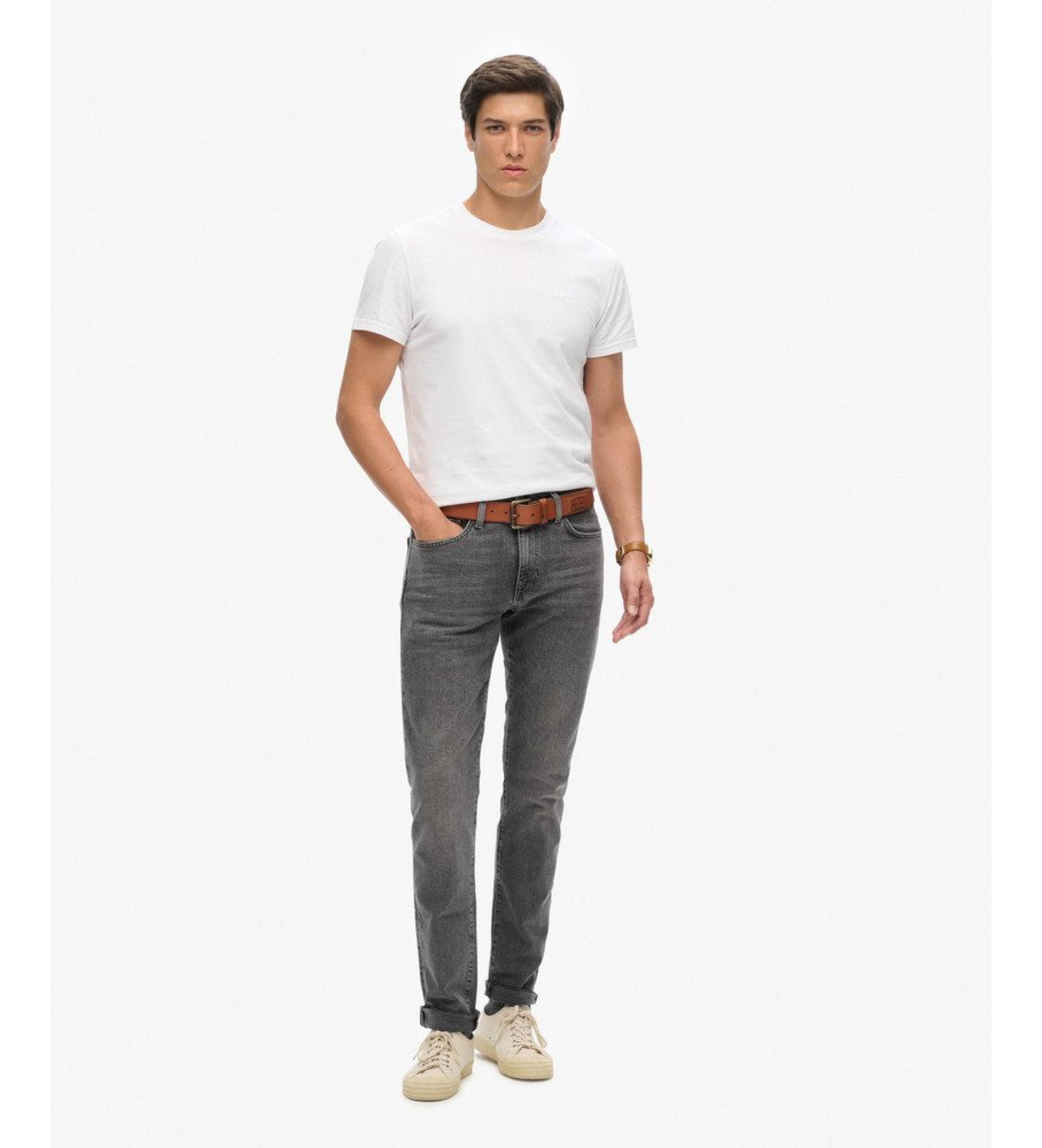 Superdry für Herren. M7010888A Graue Slim Vintage Jeans (33/32), Lässig, Baumwolle, Denim